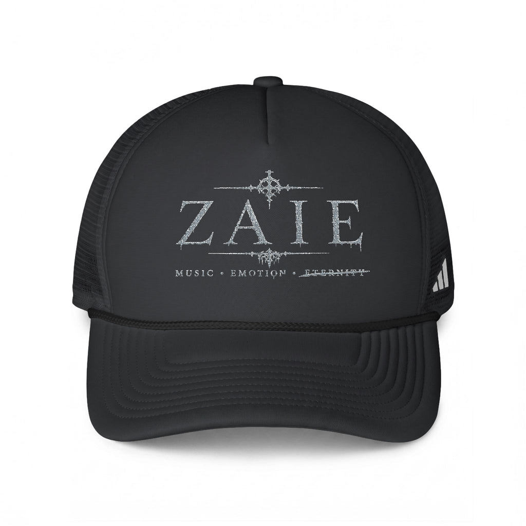 Zate Trucker Cap — White Mesh Baseball Hat with Distressed Logo