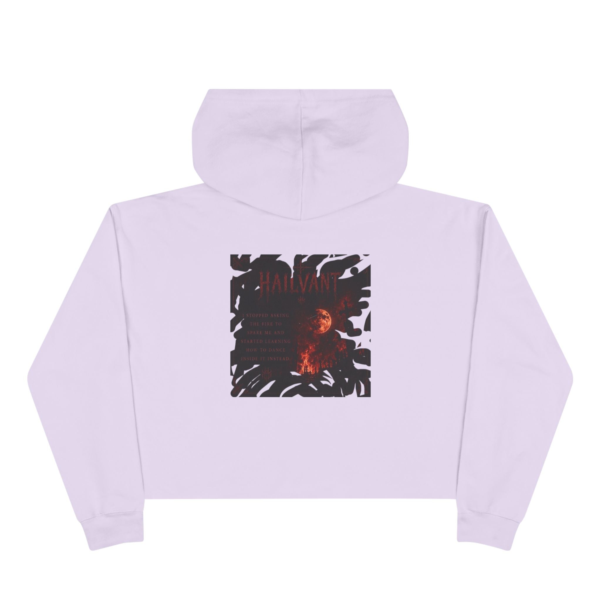 Hailvant Cropped Hoodie – Gothic Logo & Dark Art Back Print
