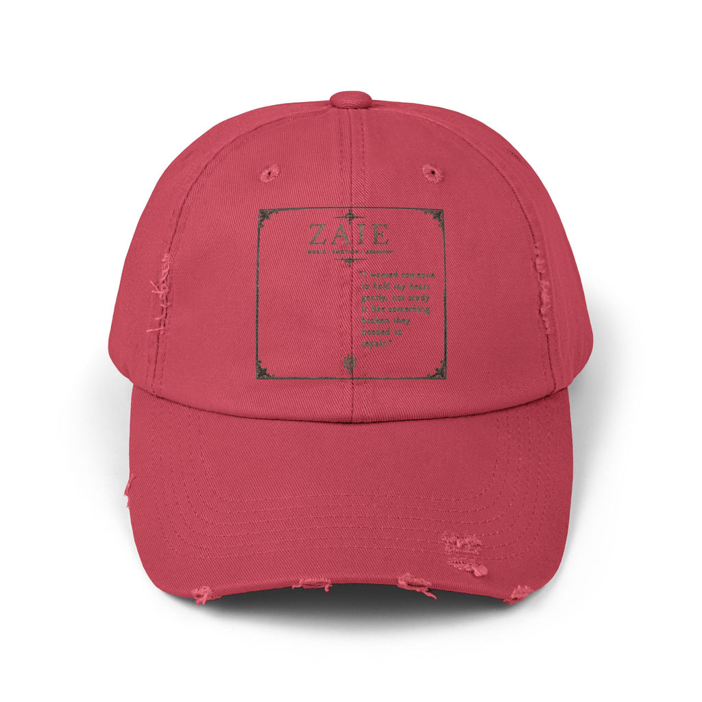 Distressed Black Patch Cap — Vintage ZATE Label Baseball Hat