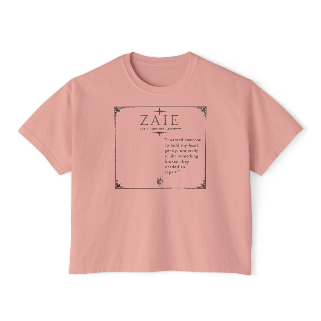 ZAIE Aesthetic Boxy Tee — Minimal Poem Graphic Cropped T‑Shirt