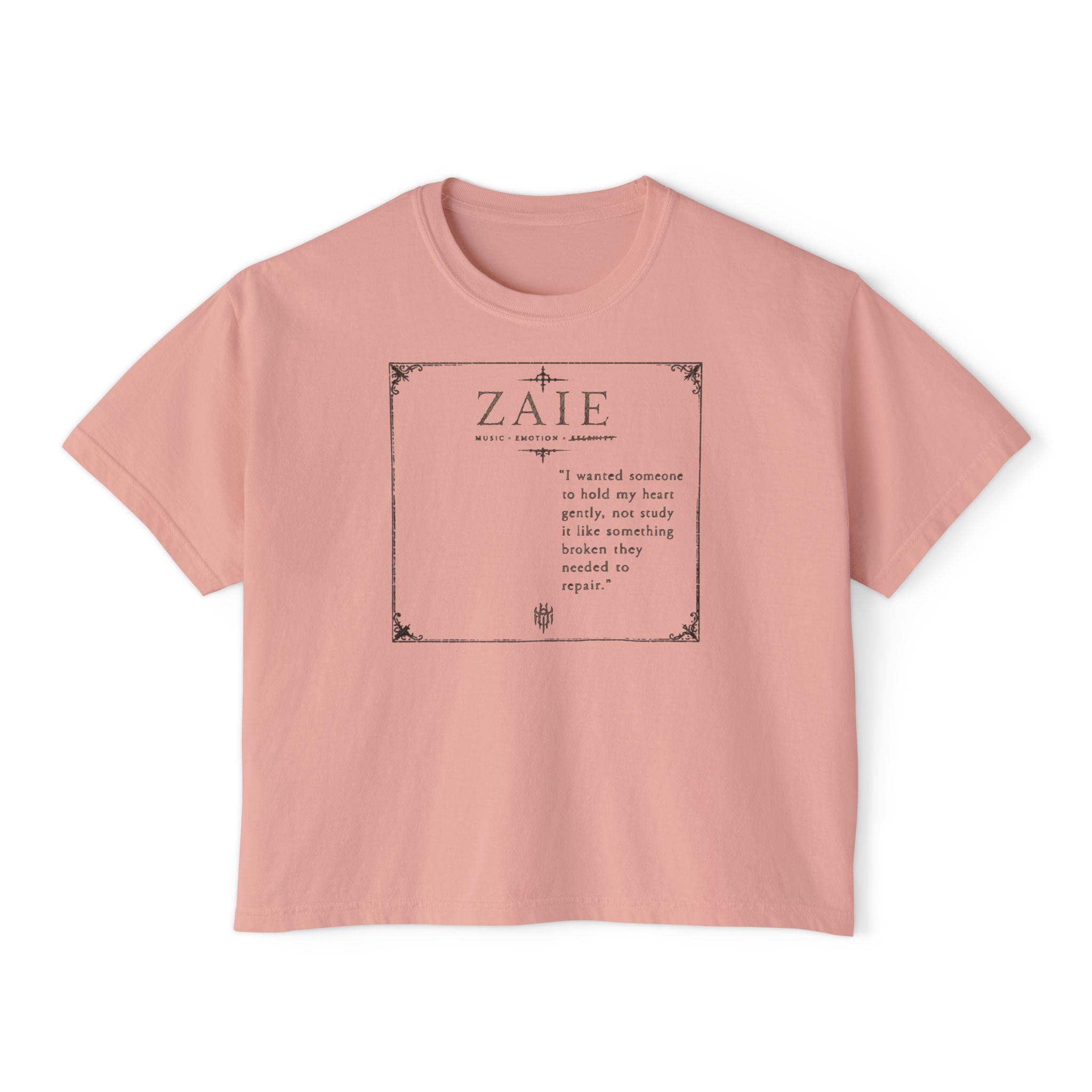 ZAIE Aesthetic Boxy Tee — Minimal Poem Graphic Cropped T‑Shirt