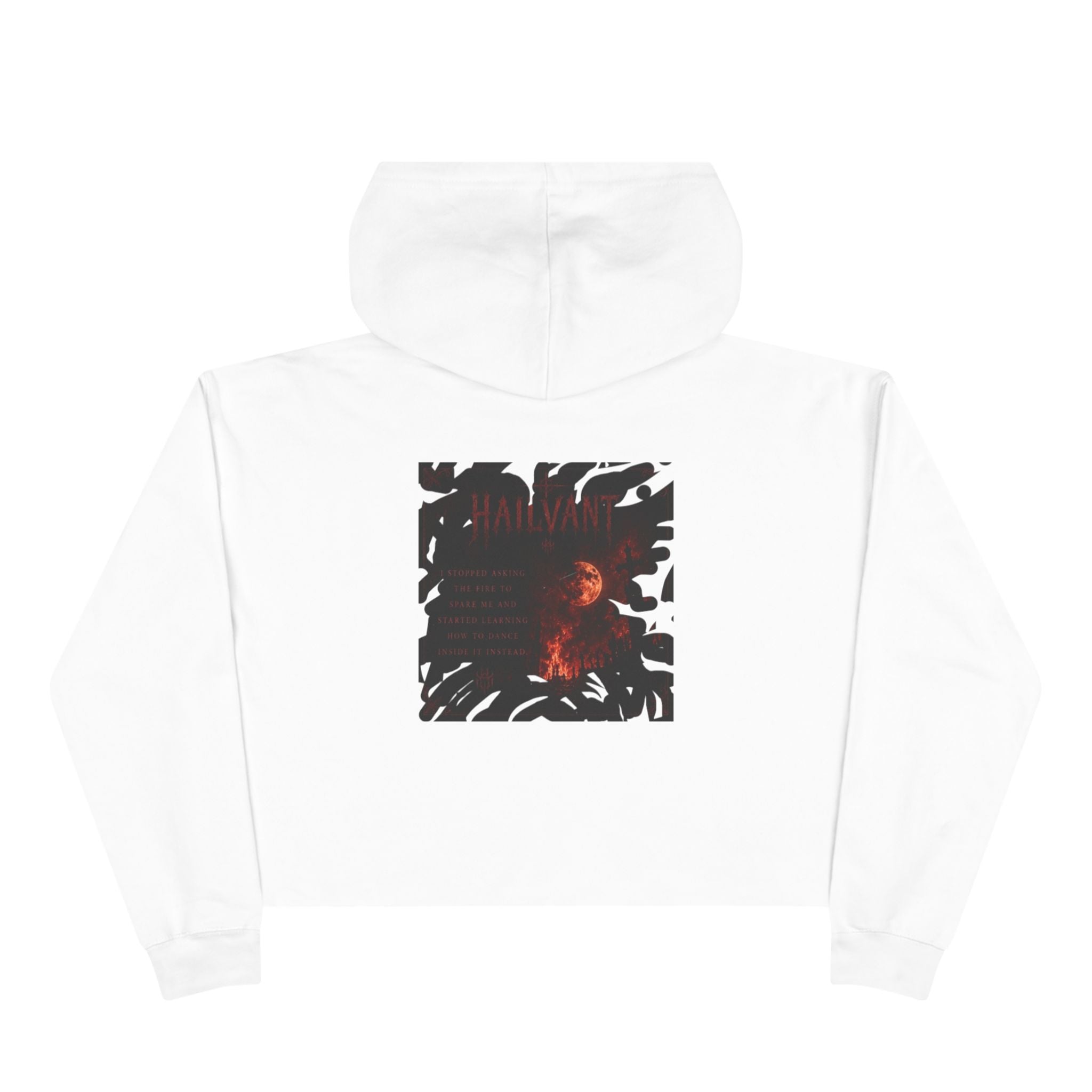 Hailvant Cropped Hoodie – Gothic Logo & Dark Art Back Print