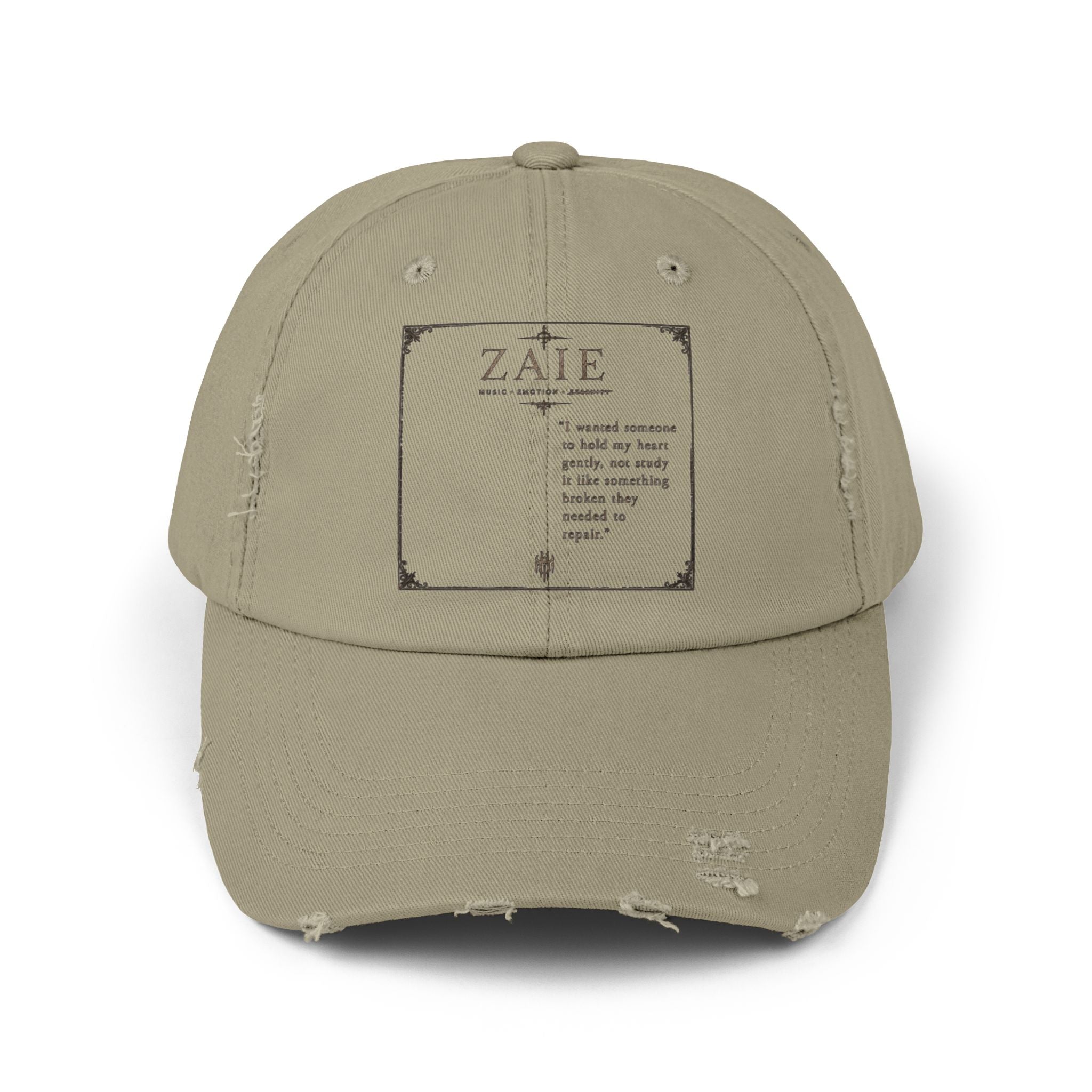 Distressed Black Patch Cap — Vintage ZATE Label Baseball Hat
