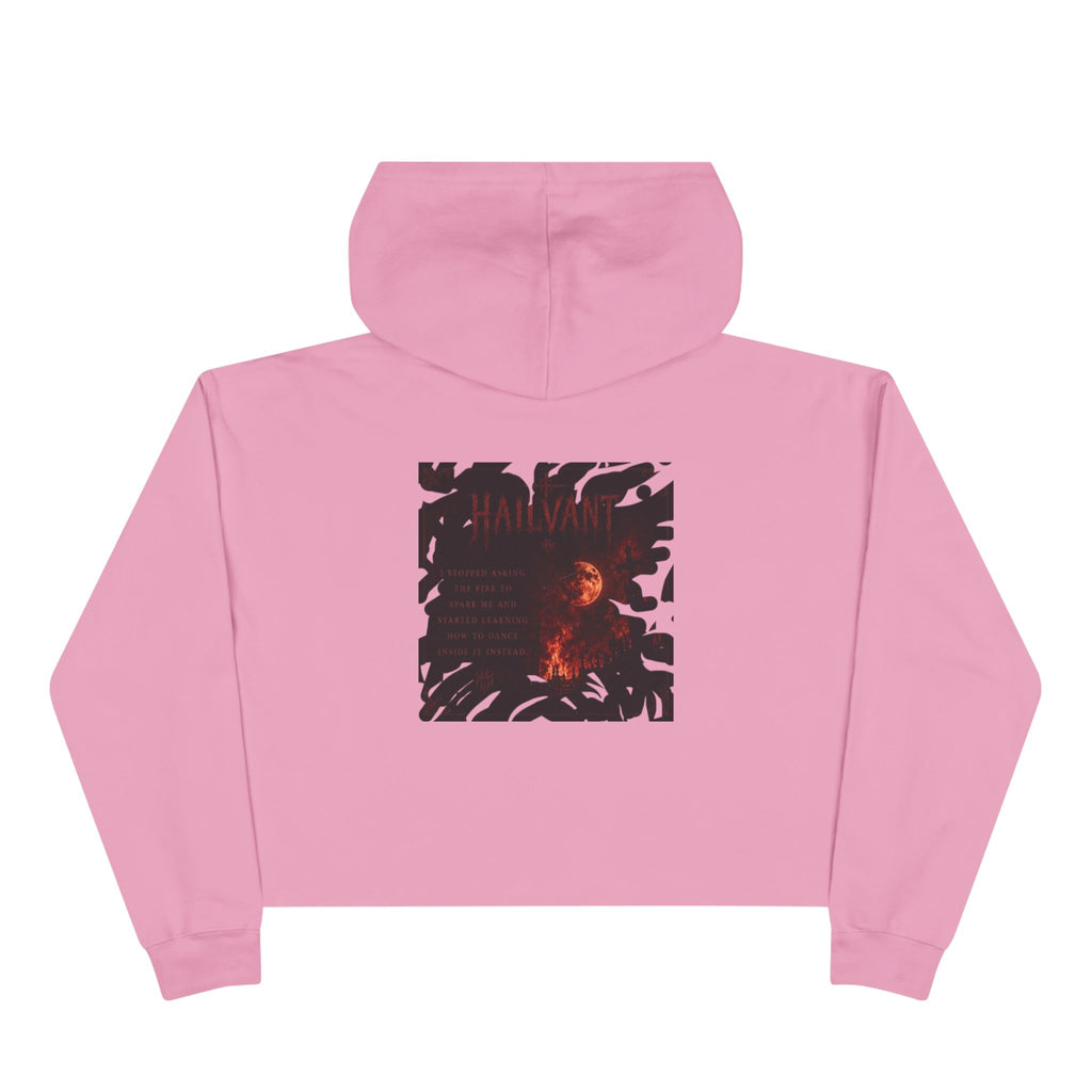 Hailvant Cropped Hoodie – Gothic Logo & Dark Art Back Print