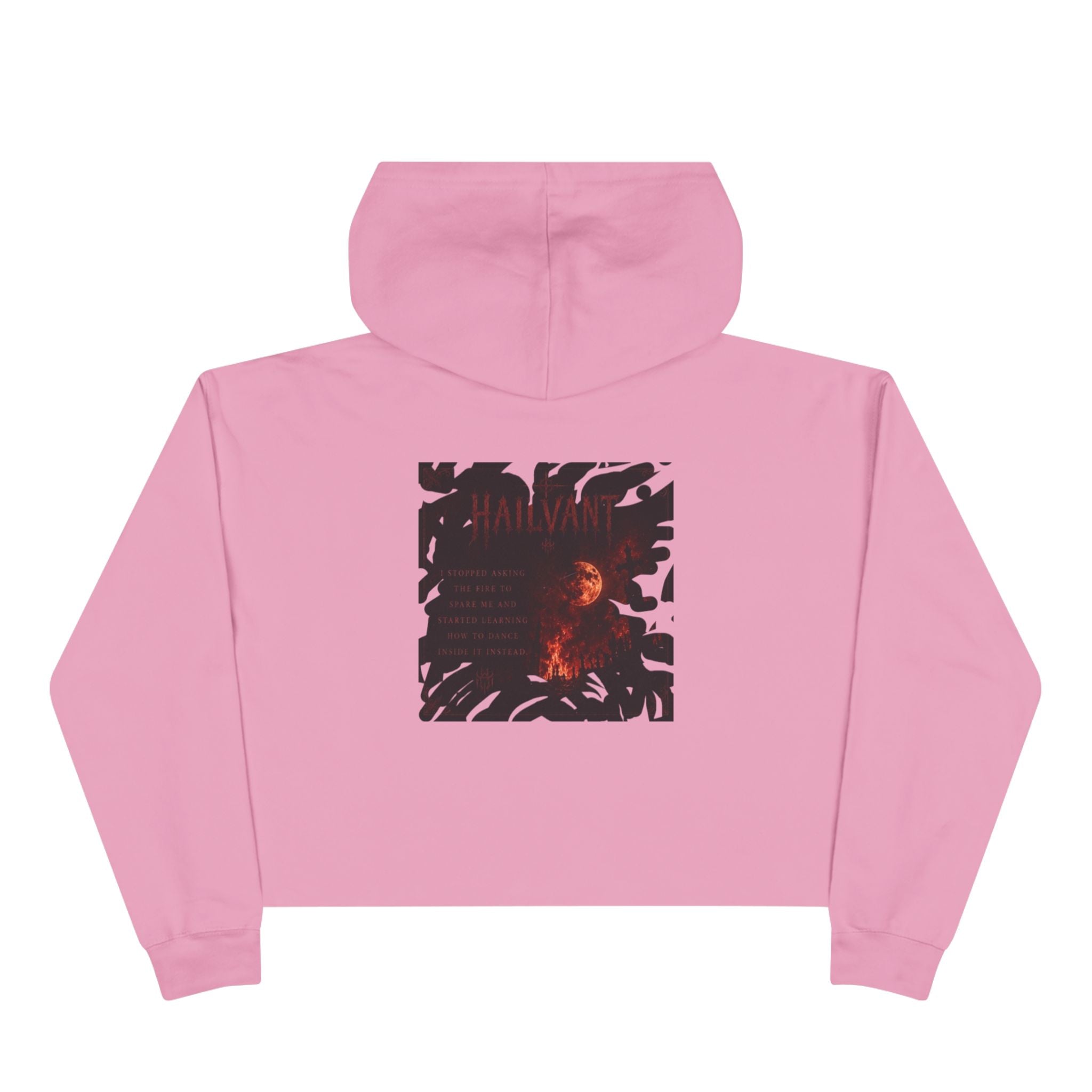 Hailvant Cropped Hoodie – Gothic Logo & Dark Art Back Print