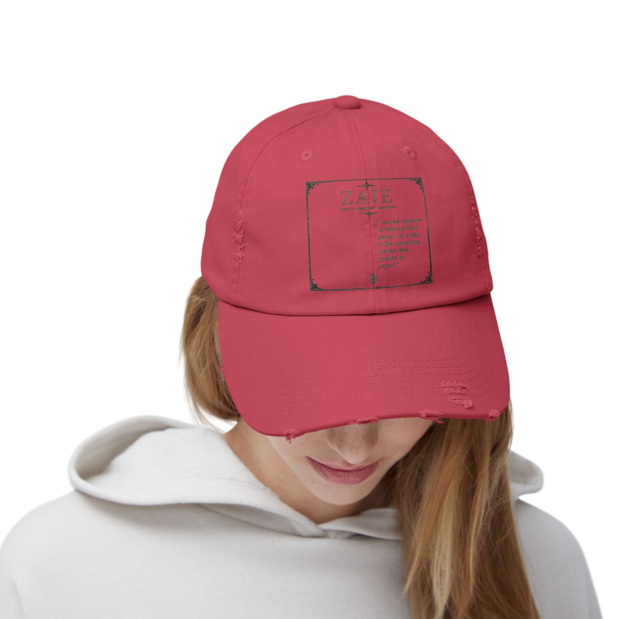 Distressed Black Patch Cap — Vintage ZATE Label Baseball Hat