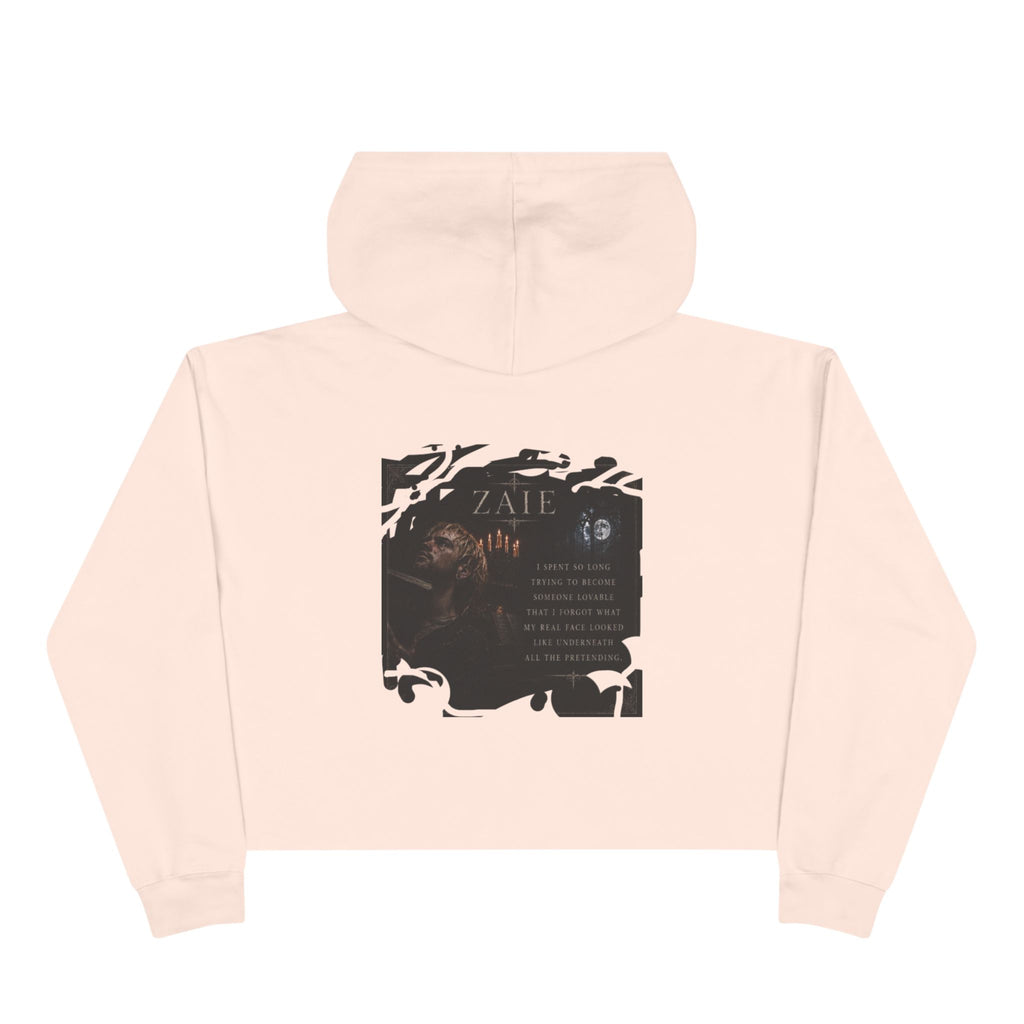 Crop Hoodie — ZAIÉ Minimal Logo Cropped Hoodie (Front Logo, Back Artwork)