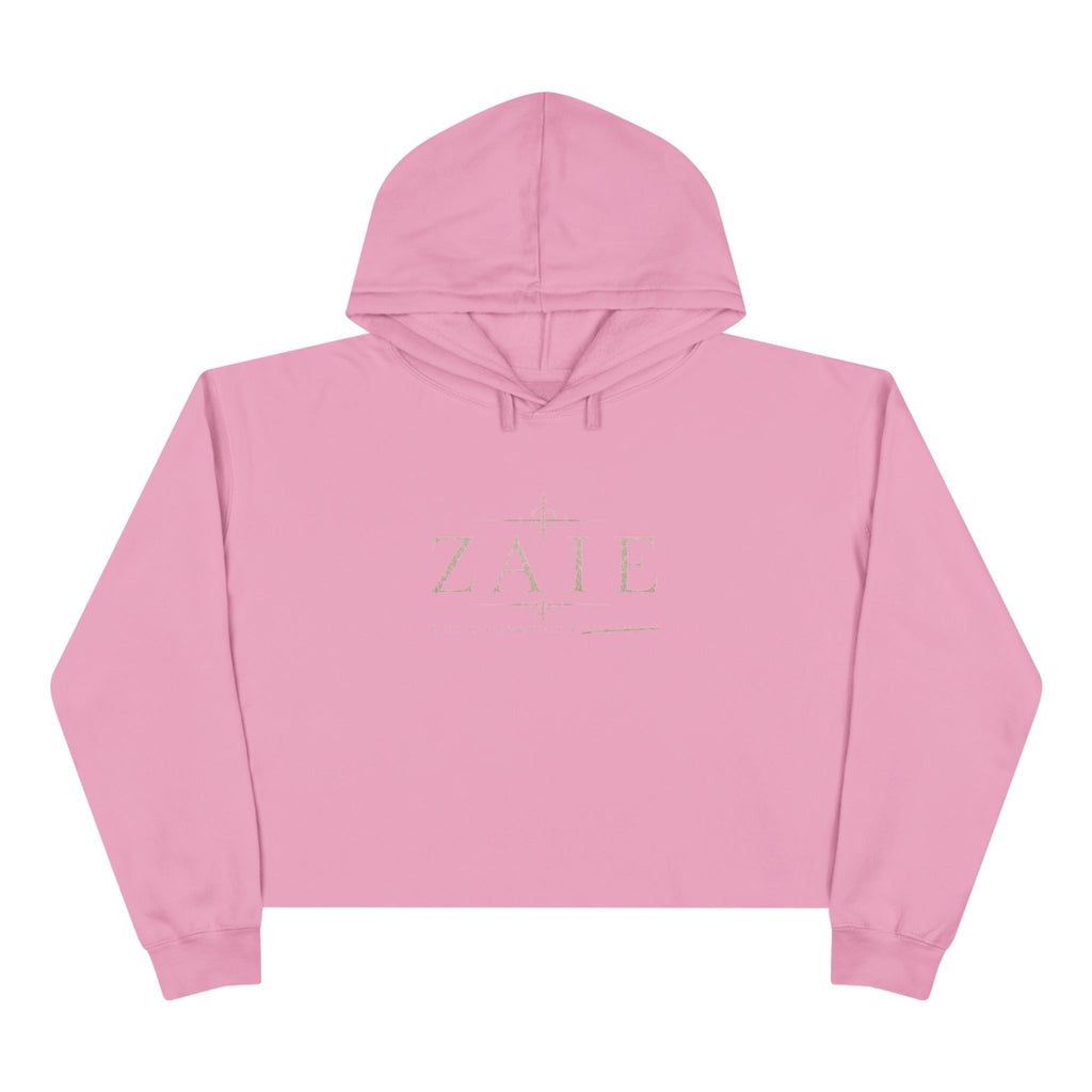 Crop Hoodie — ZAIÉ Minimal Logo Cropped Hoodie (Front Logo, Back Artwork)