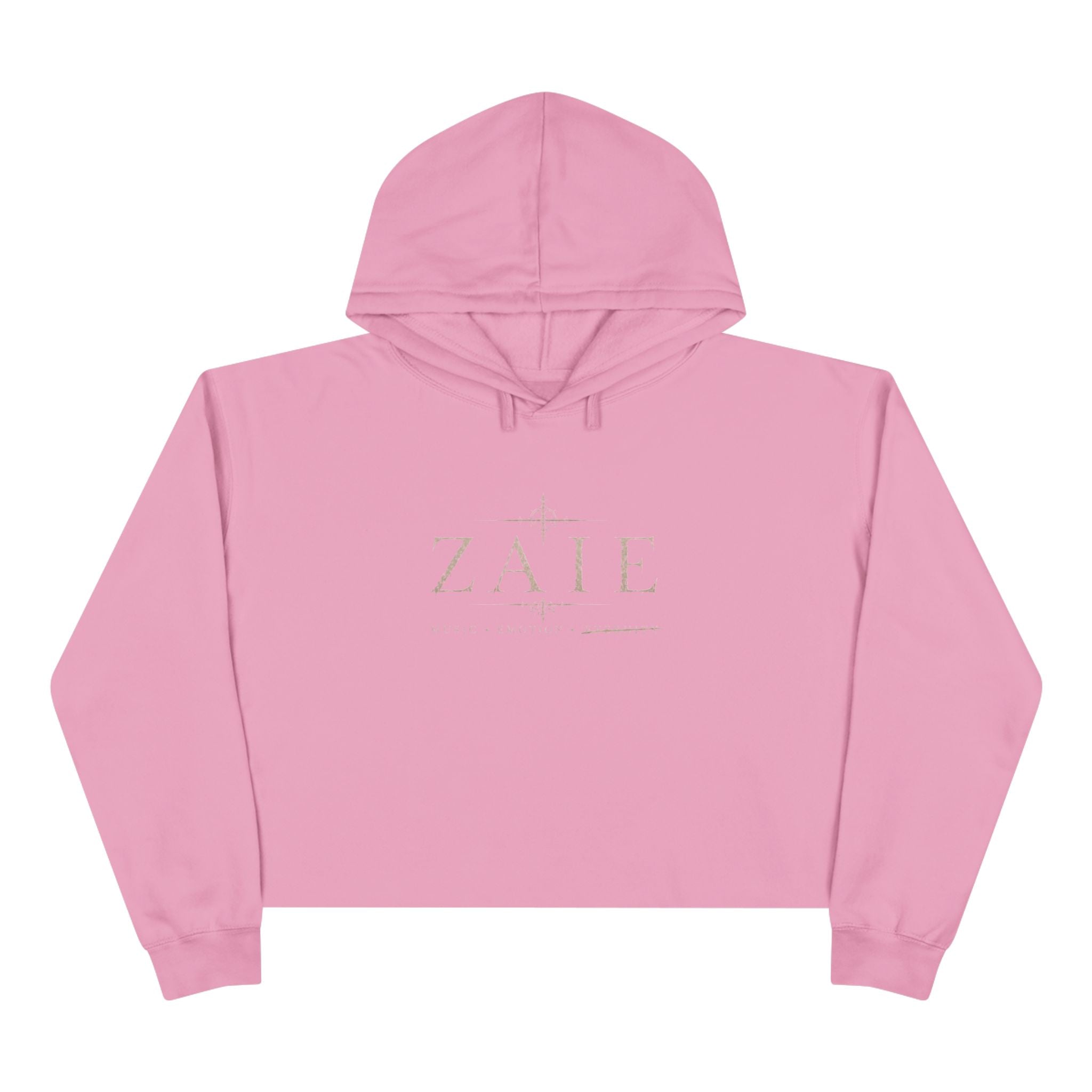 Crop Hoodie — ZAIÉ Minimal Logo Cropped Hoodie (Front Logo, Back Artwork)