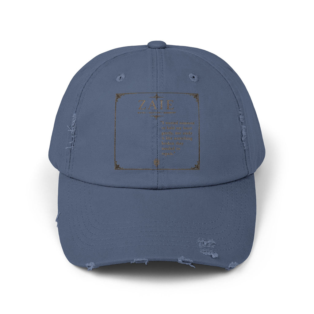 Distressed Black Patch Cap — Vintage ZATE Label Baseball Hat