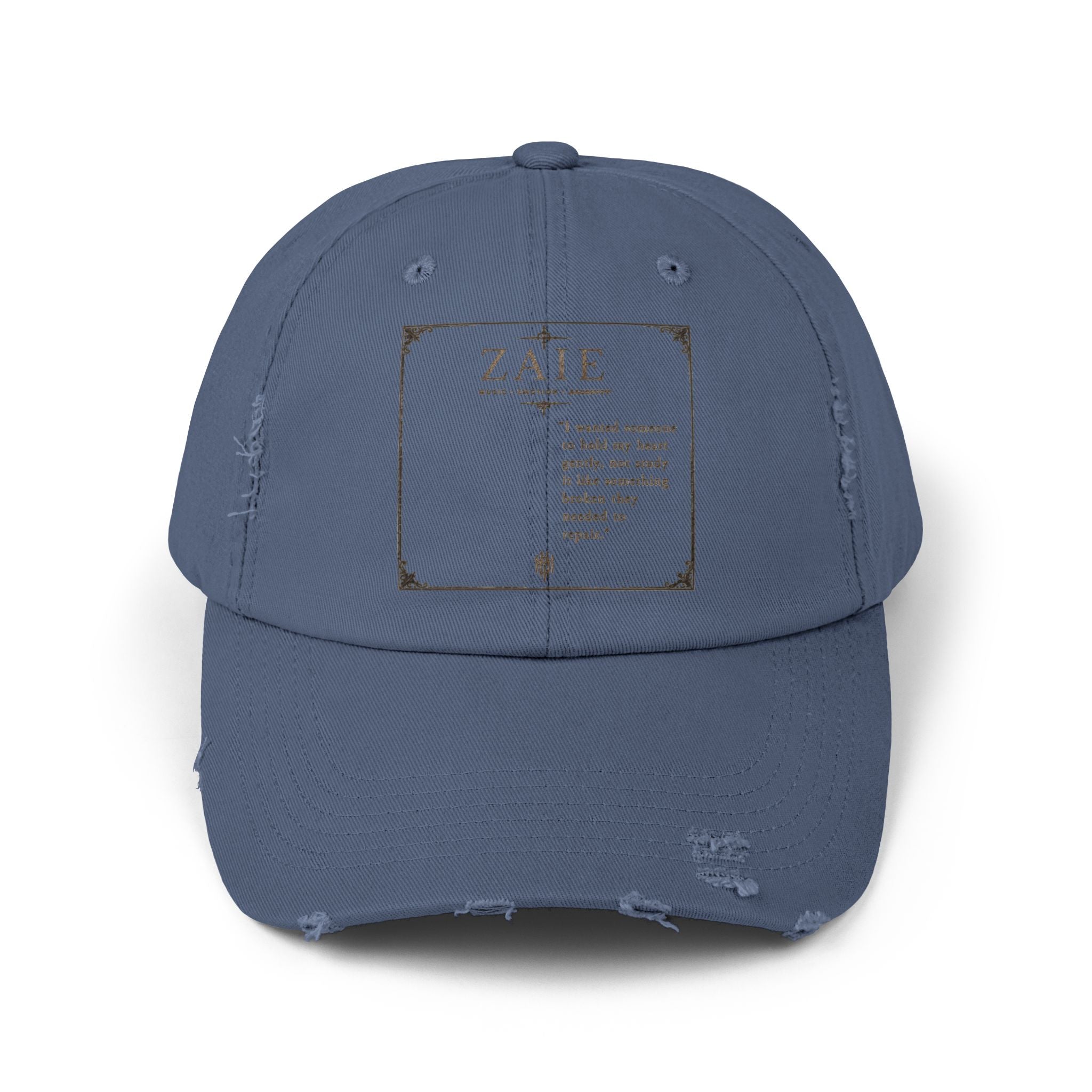 Distressed Black Patch Cap — Vintage ZATE Label Baseball Hat