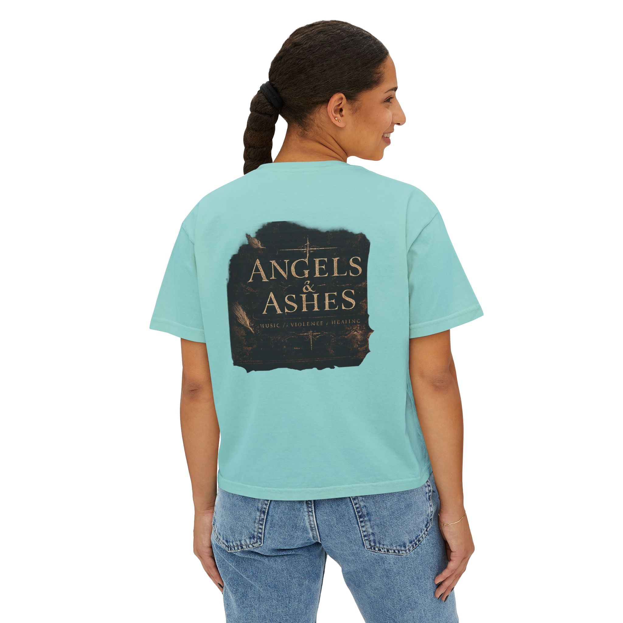 ZAIE Aesthetic Boxy Tee — Minimal Poem Graphic Cropped T‑Shirt