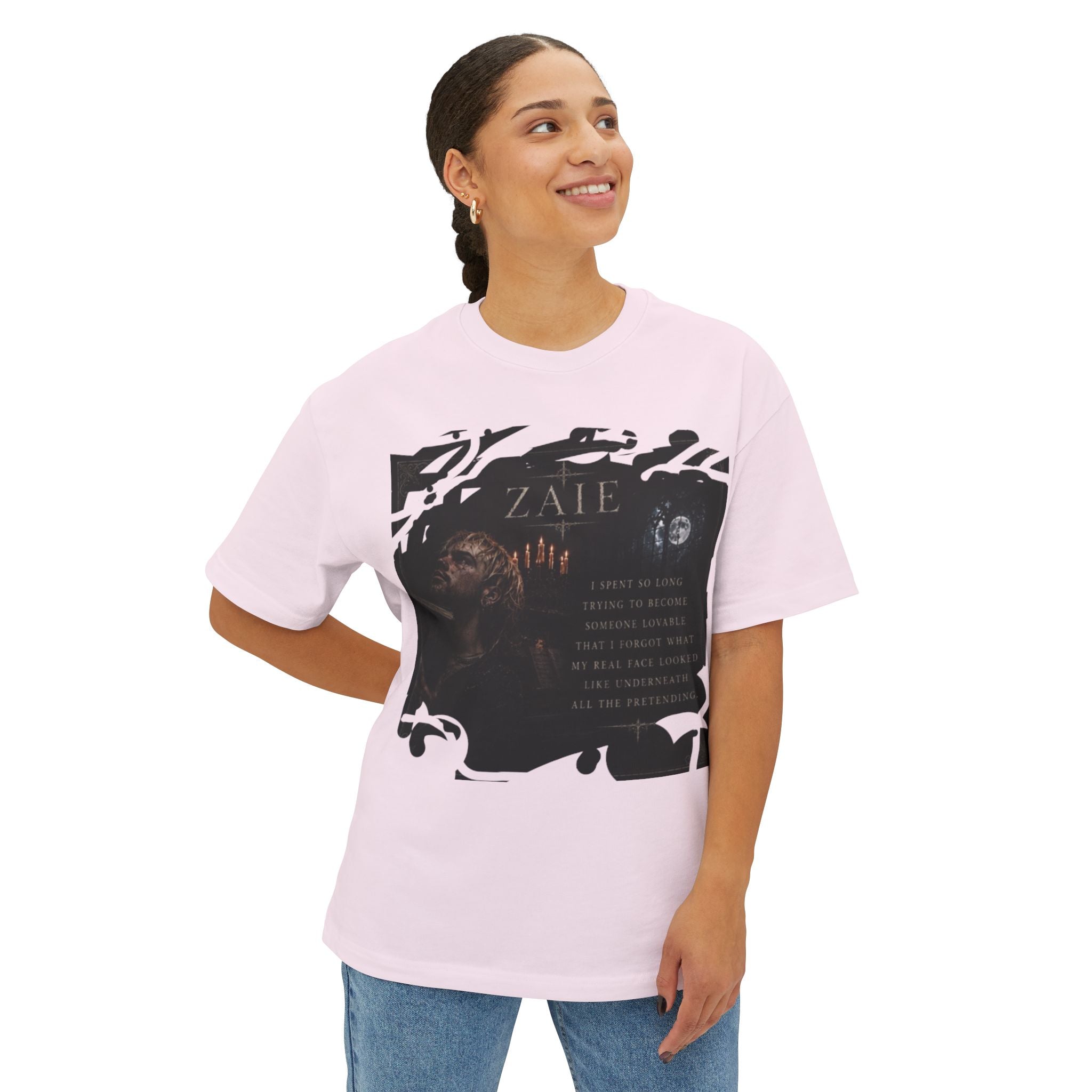 ZAIE Artistic Photo Graphic Tee — Vintage Poem Design