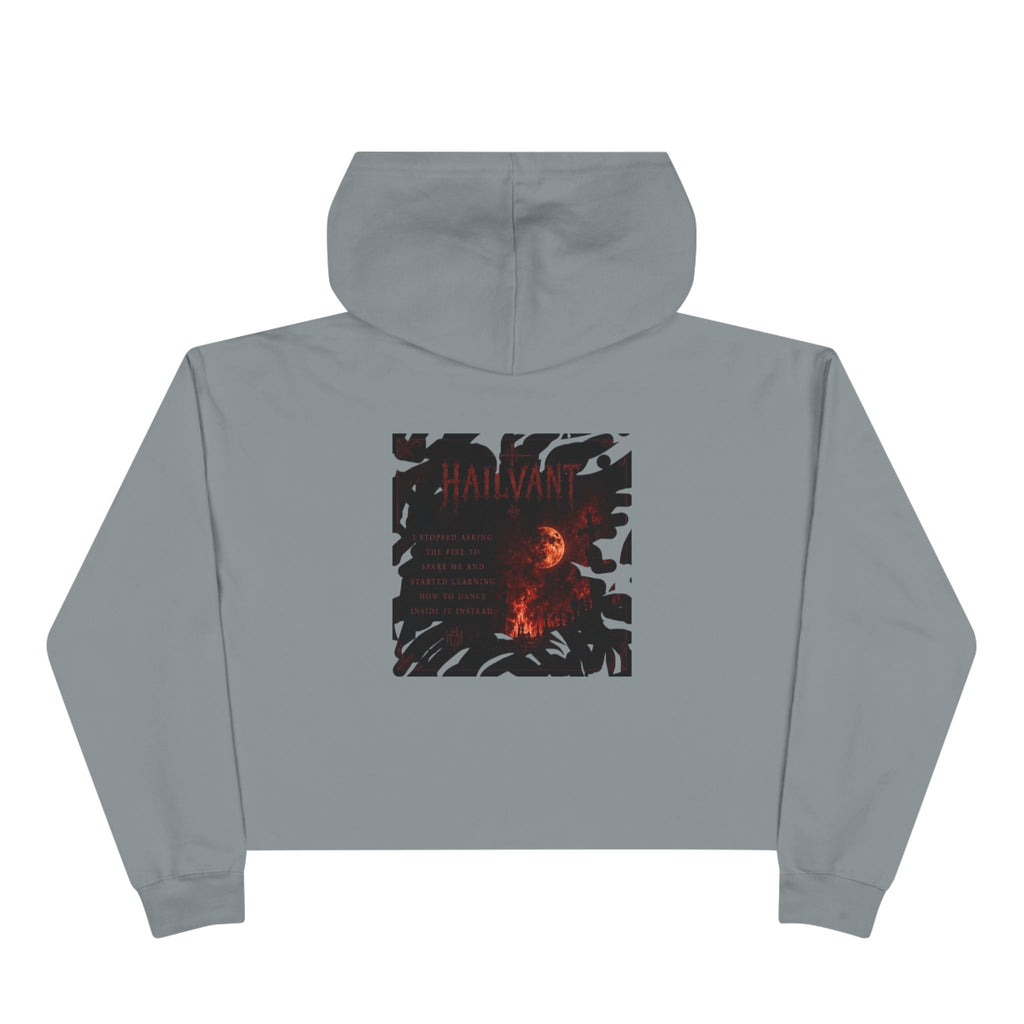 Hailvant Cropped Hoodie – Gothic Logo & Dark Art Back Print