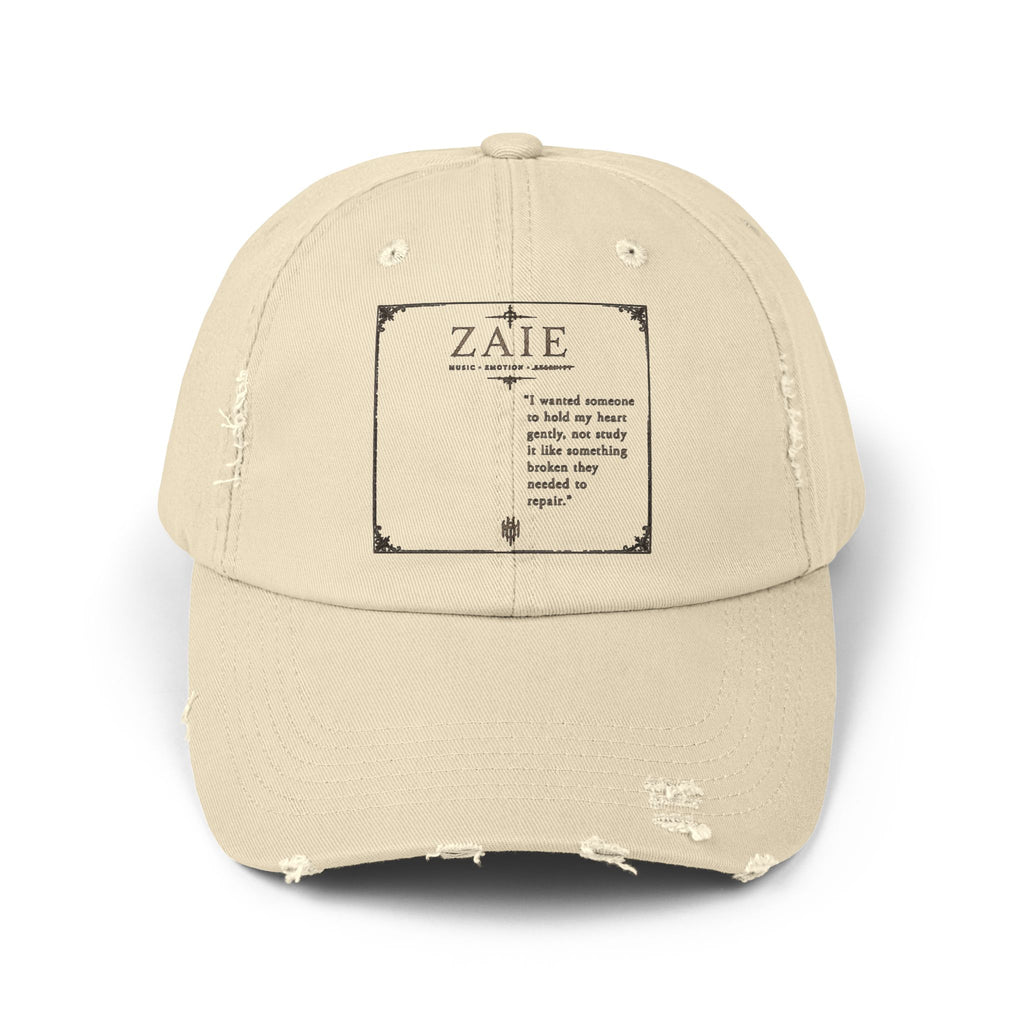 Distressed Black Patch Cap — Vintage ZATE Label Baseball Hat