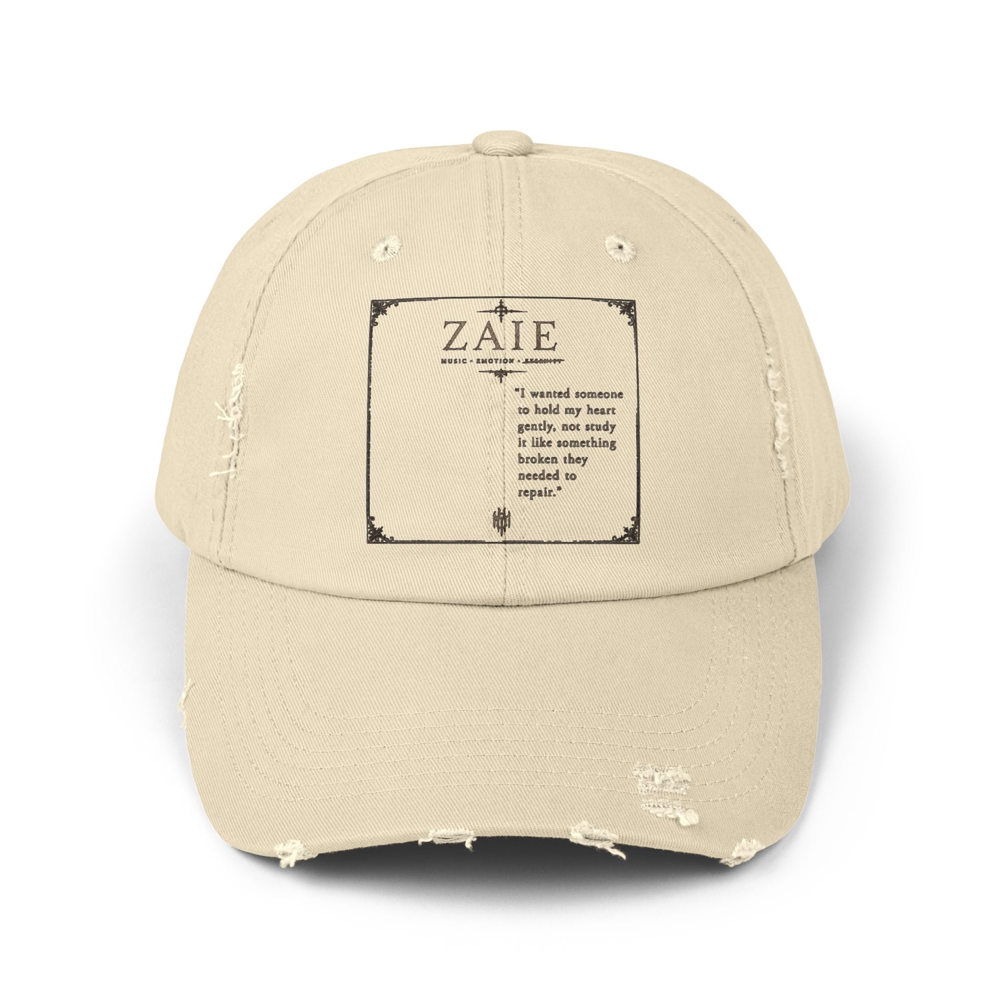 Distressed Black Patch Cap — Vintage ZATE Label Baseball Hat