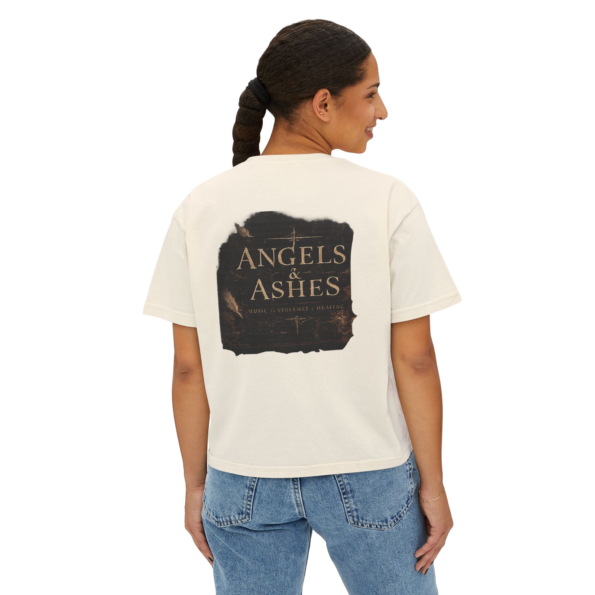 ZAIE Aesthetic Boxy Tee — Minimal Poem Graphic Cropped T‑Shirt