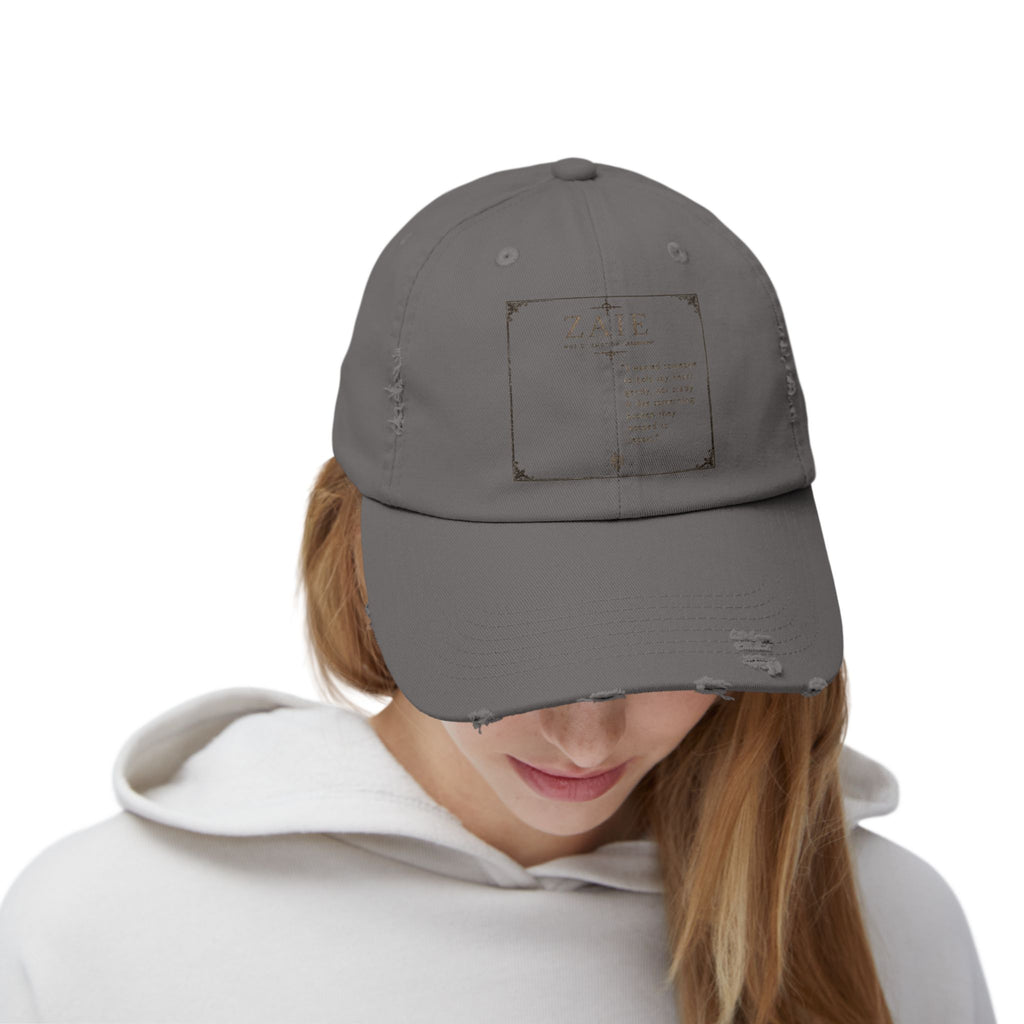 Distressed Black Patch Cap — Vintage ZATE Label Baseball Hat