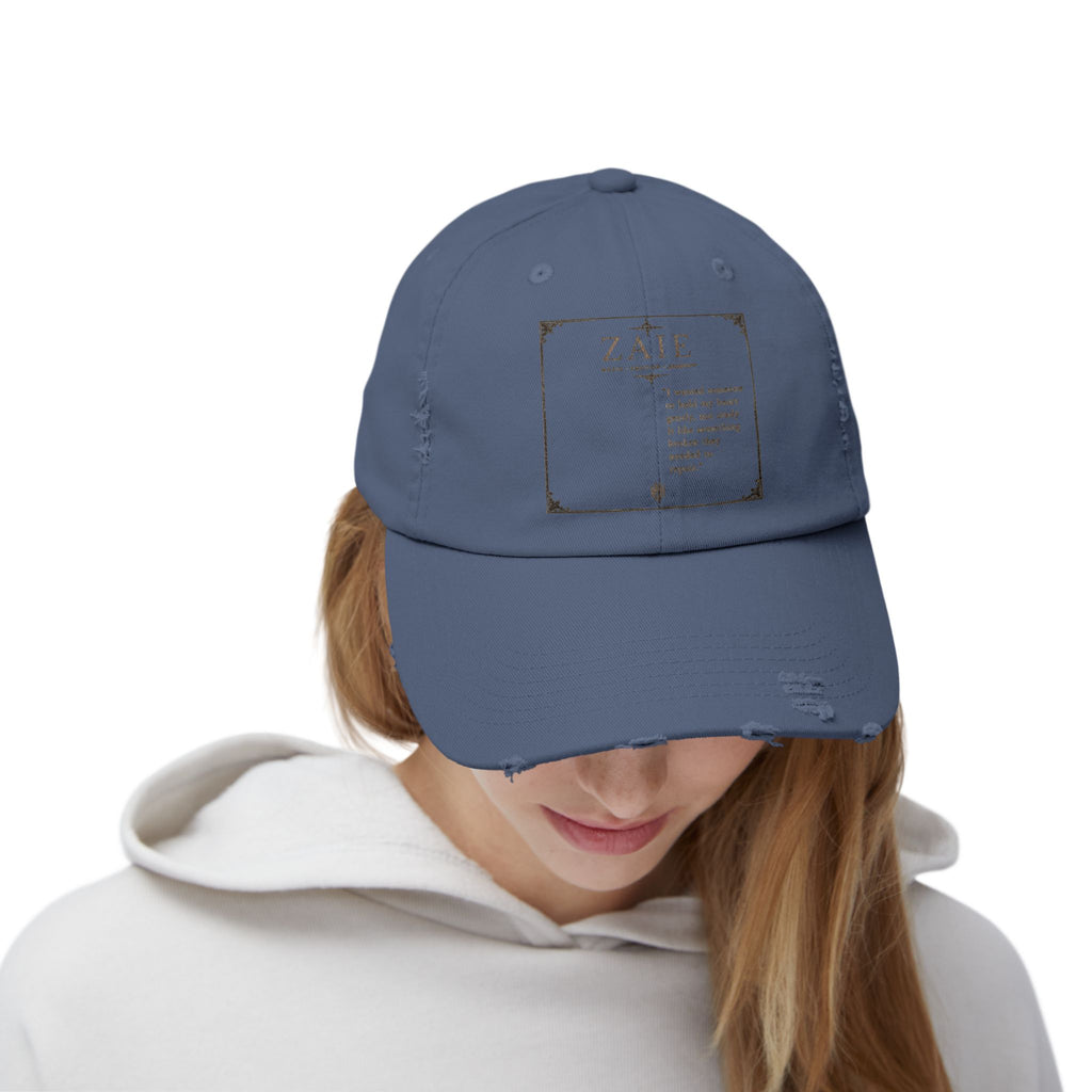 Distressed Black Patch Cap — Vintage ZATE Label Baseball Hat