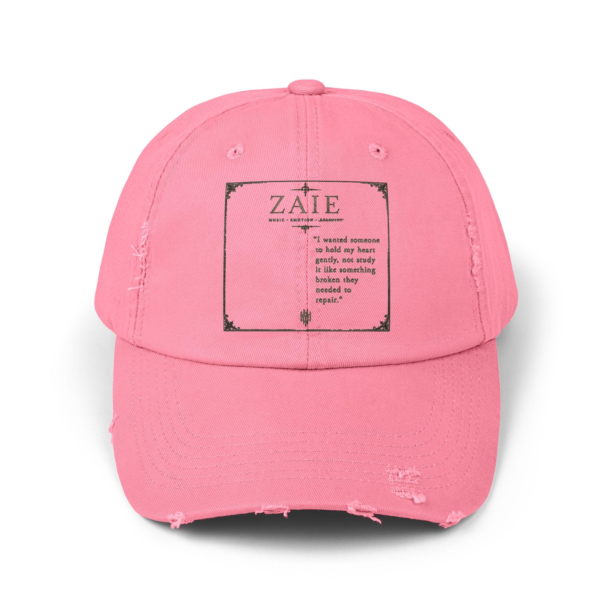 Distressed Black Patch Cap — Vintage ZATE Label Baseball Hat