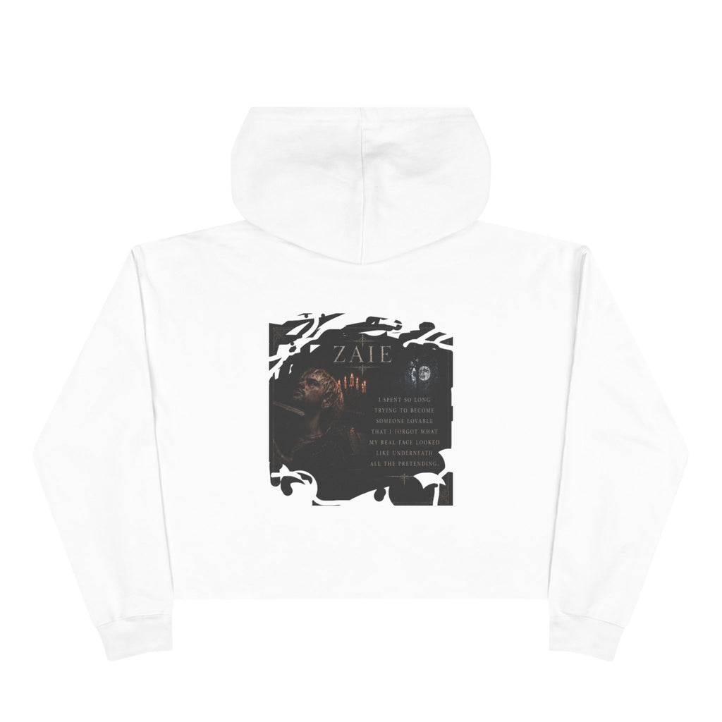 Crop Hoodie — ZAIÉ Minimal Logo Cropped Hoodie (Front Logo, Back Artwork)
