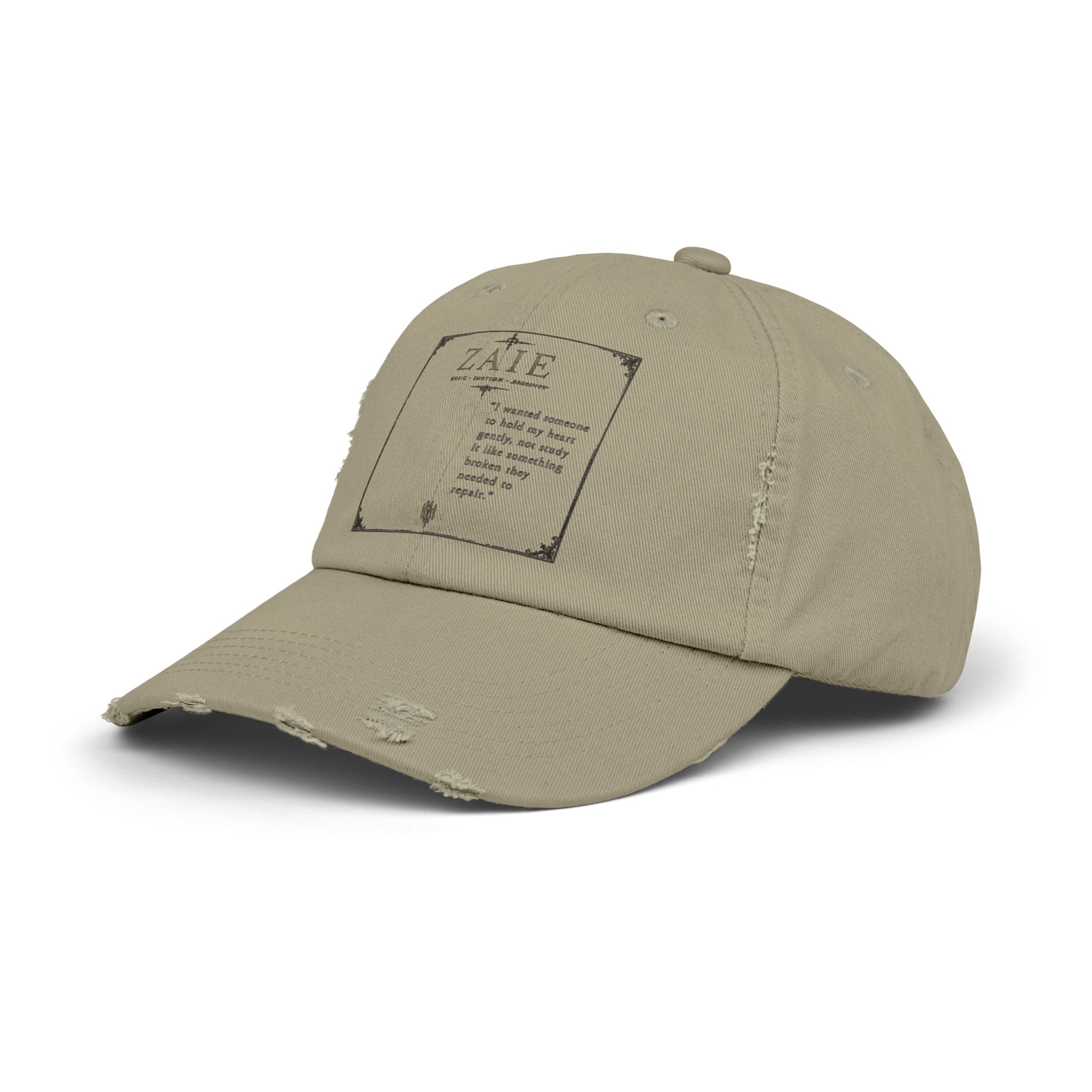 Distressed Black Patch Cap — Vintage ZATE Label Baseball Hat