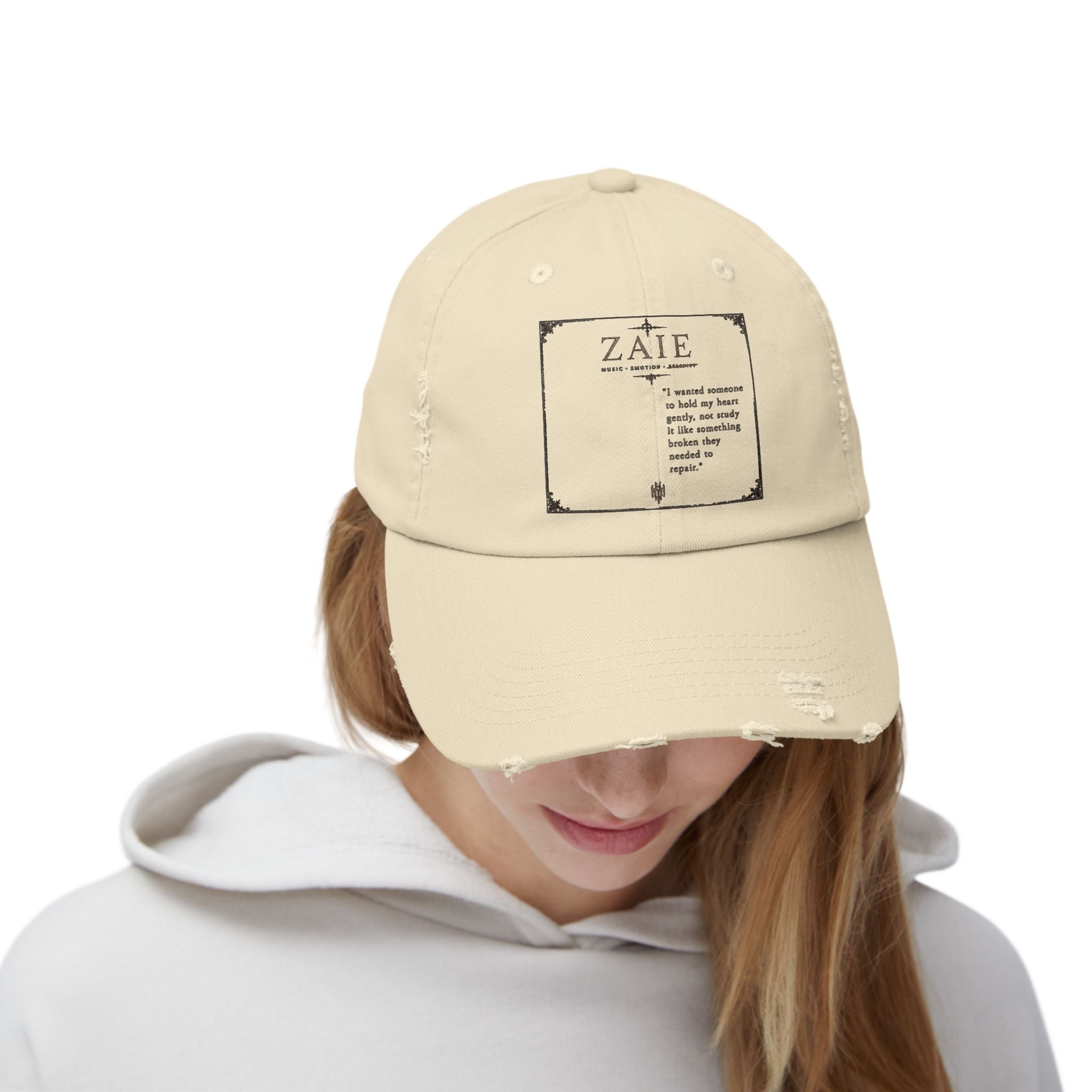Distressed Black Patch Cap — Vintage ZATE Label Baseball Hat