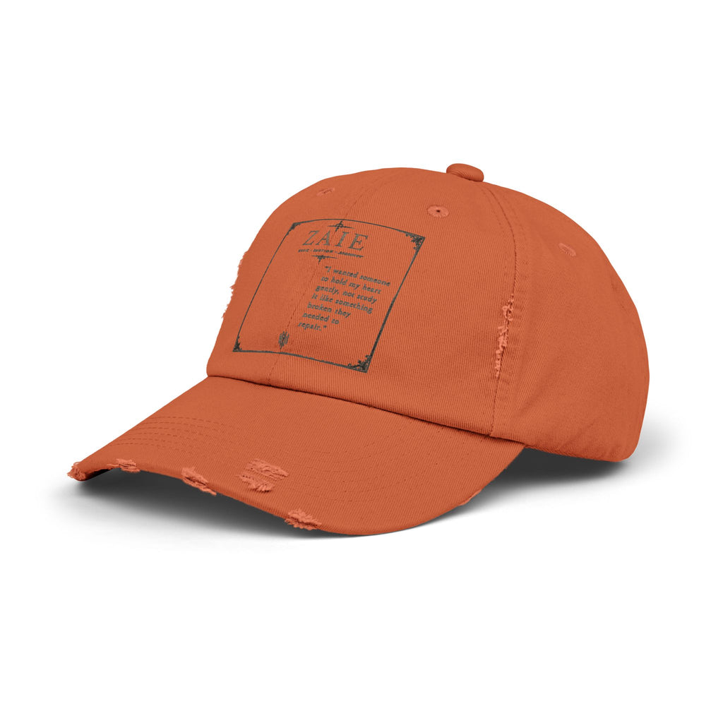 Distressed Black Patch Cap — Vintage ZATE Label Baseball Hat