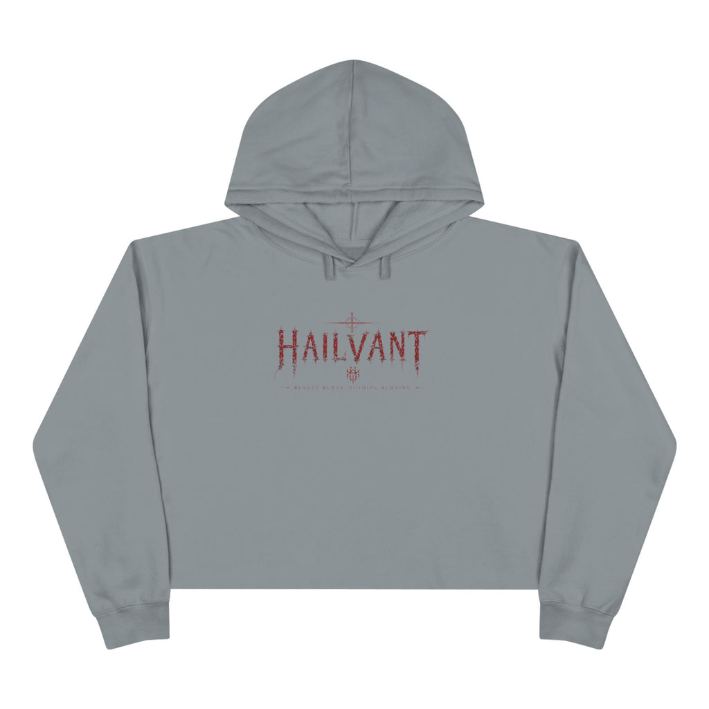 Hailvant Cropped Hoodie – Gothic Logo & Dark Art Back Print