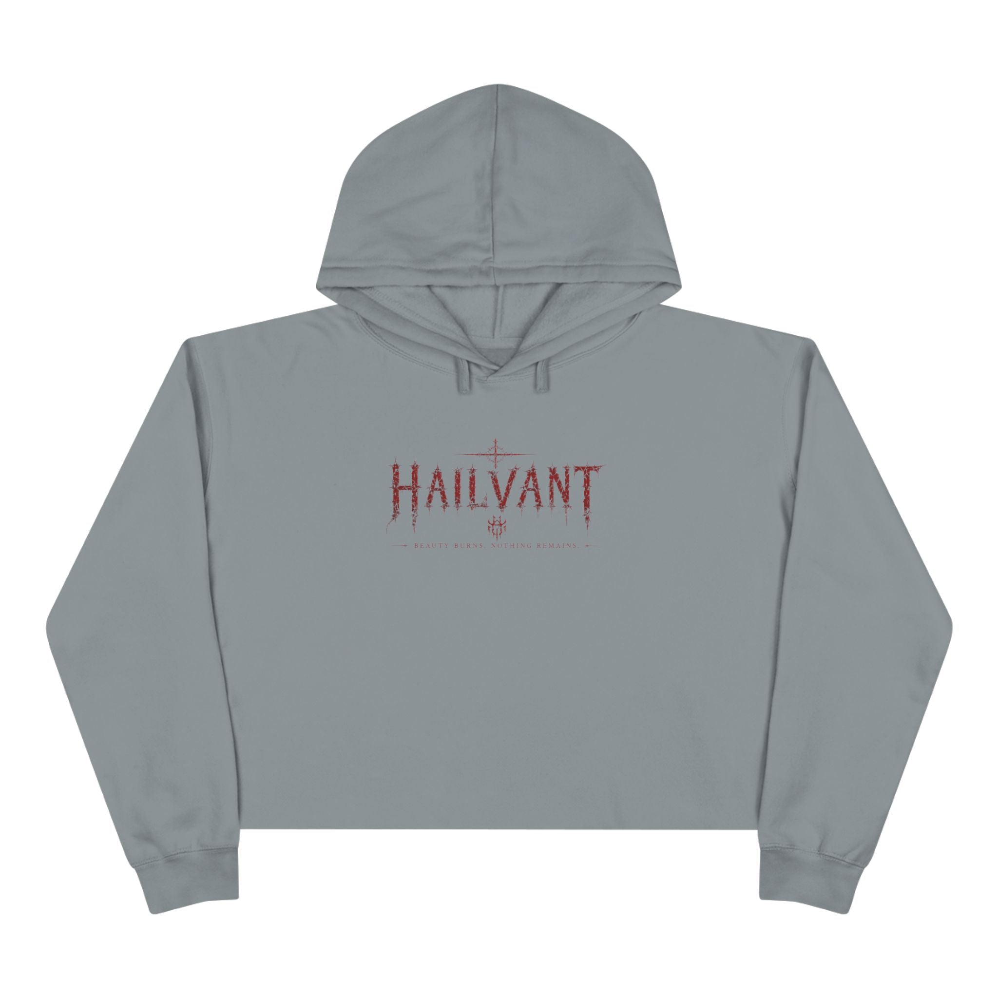 Hailvant Cropped Hoodie – Gothic Logo & Dark Art Back Print