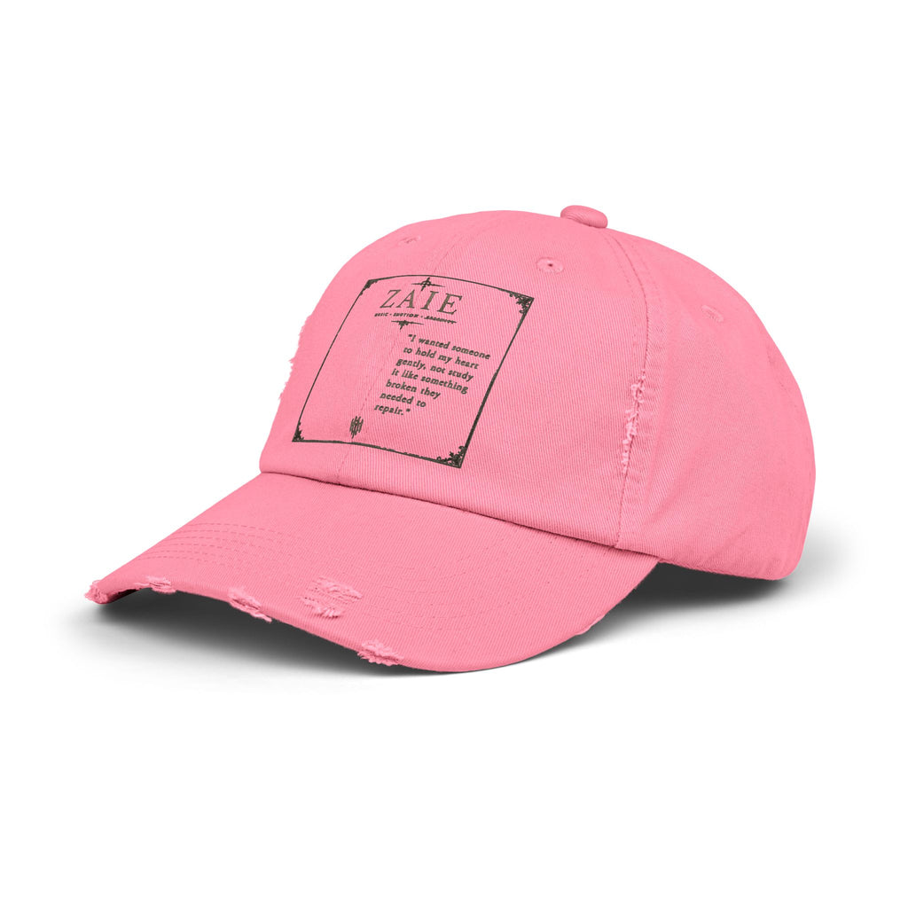 Distressed Black Patch Cap — Vintage ZATE Label Baseball Hat