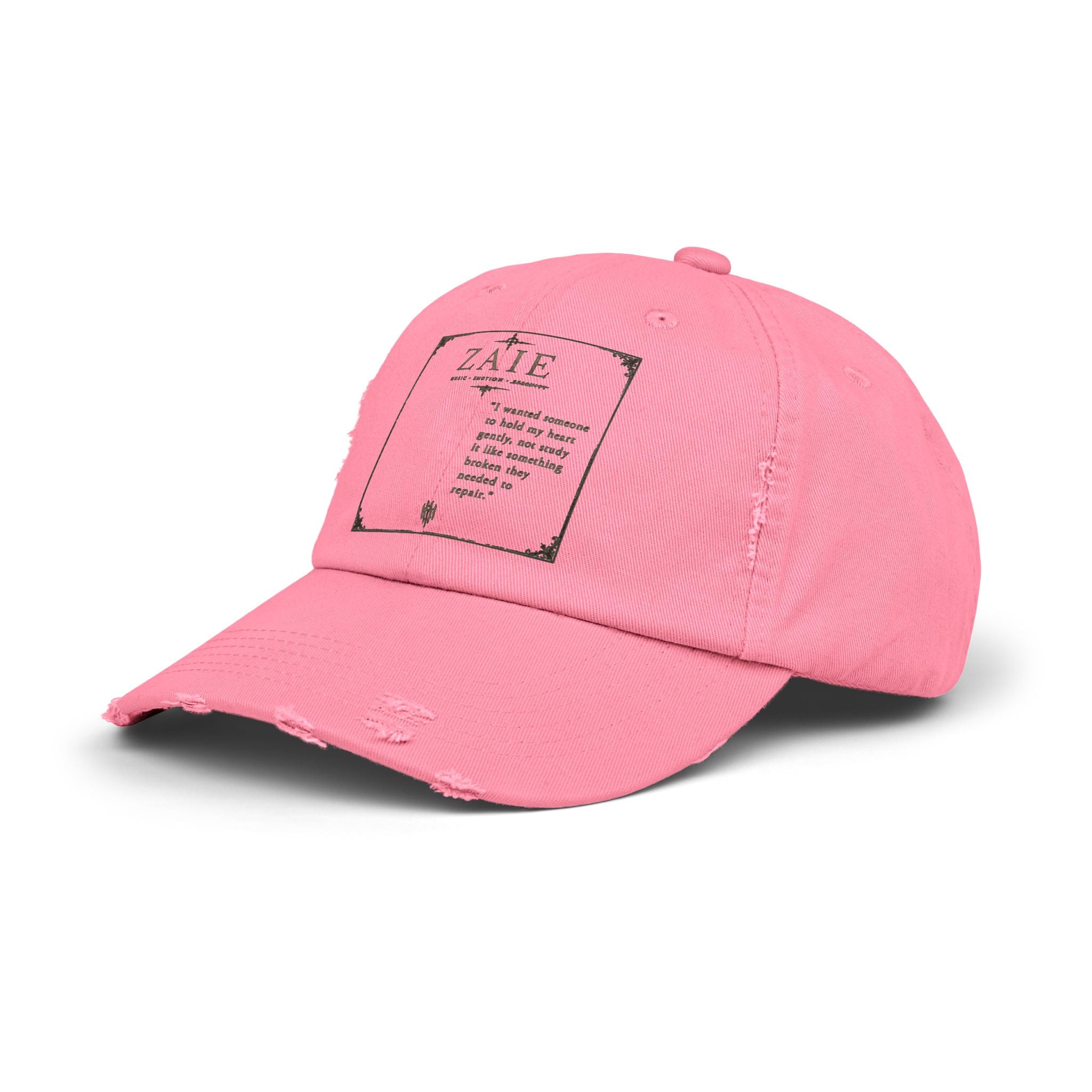 Distressed Black Patch Cap — Vintage ZATE Label Baseball Hat