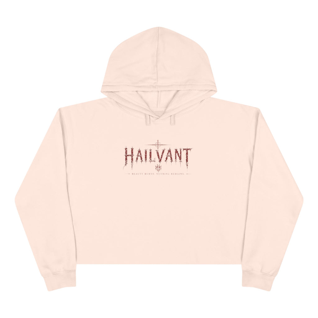 Hailvant Cropped Hoodie – Gothic Logo & Dark Art Back Print