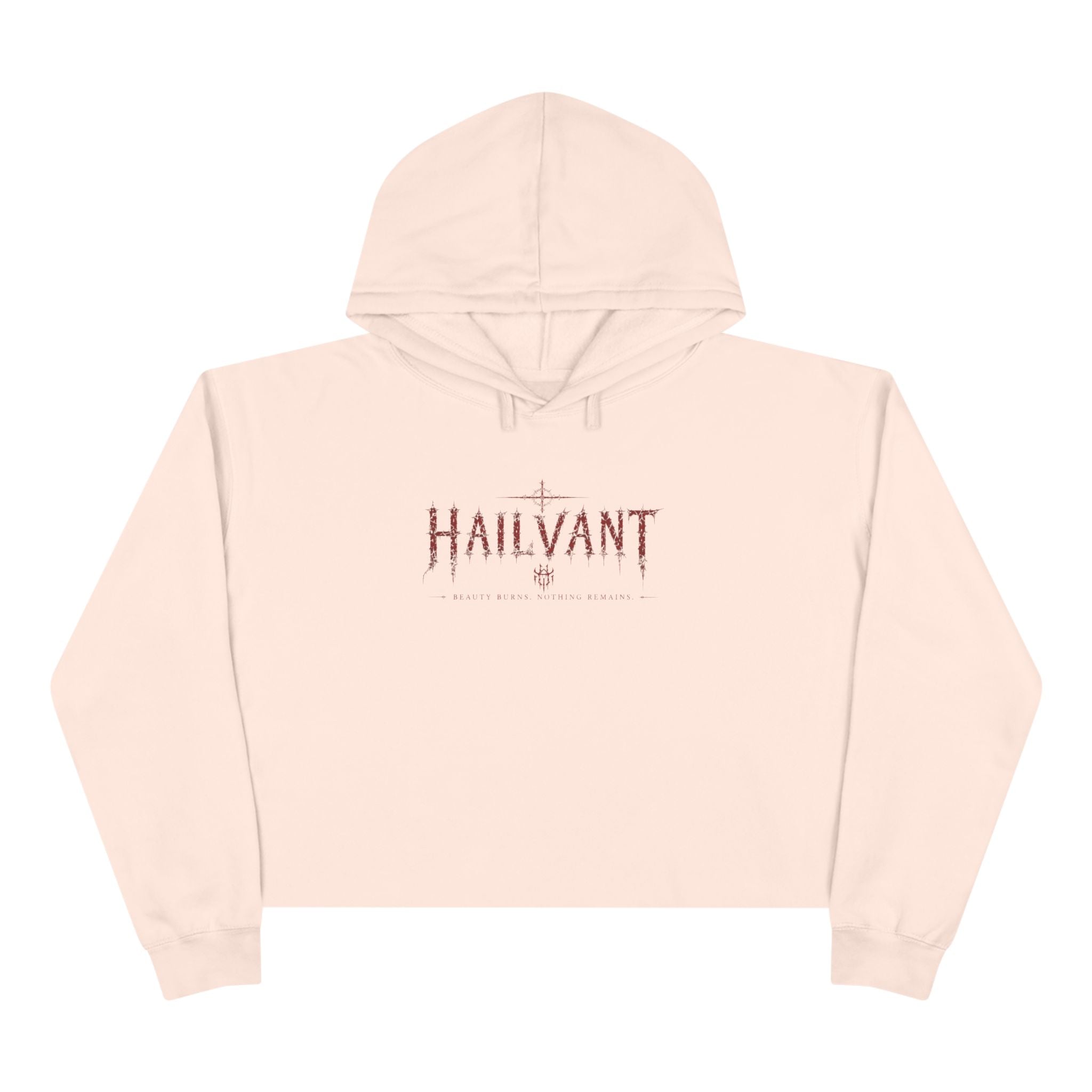 Hailvant Cropped Hoodie – Gothic Logo & Dark Art Back Print