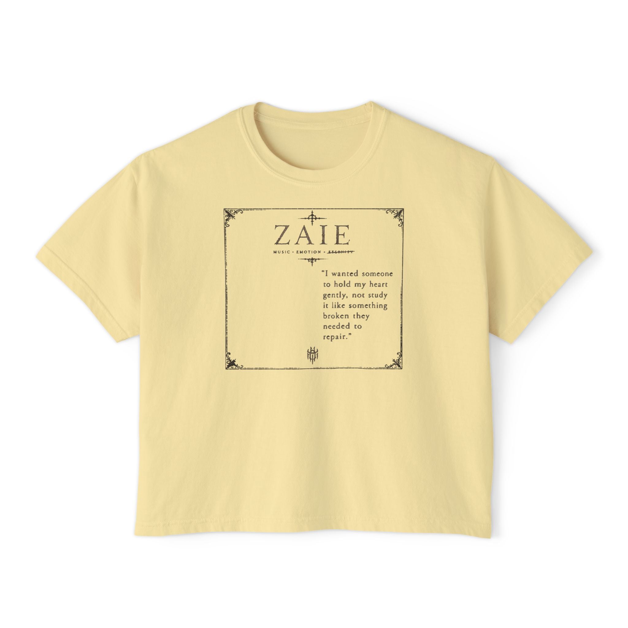ZAIE Aesthetic Boxy Tee — Minimal Poem Graphic Cropped T‑Shirt