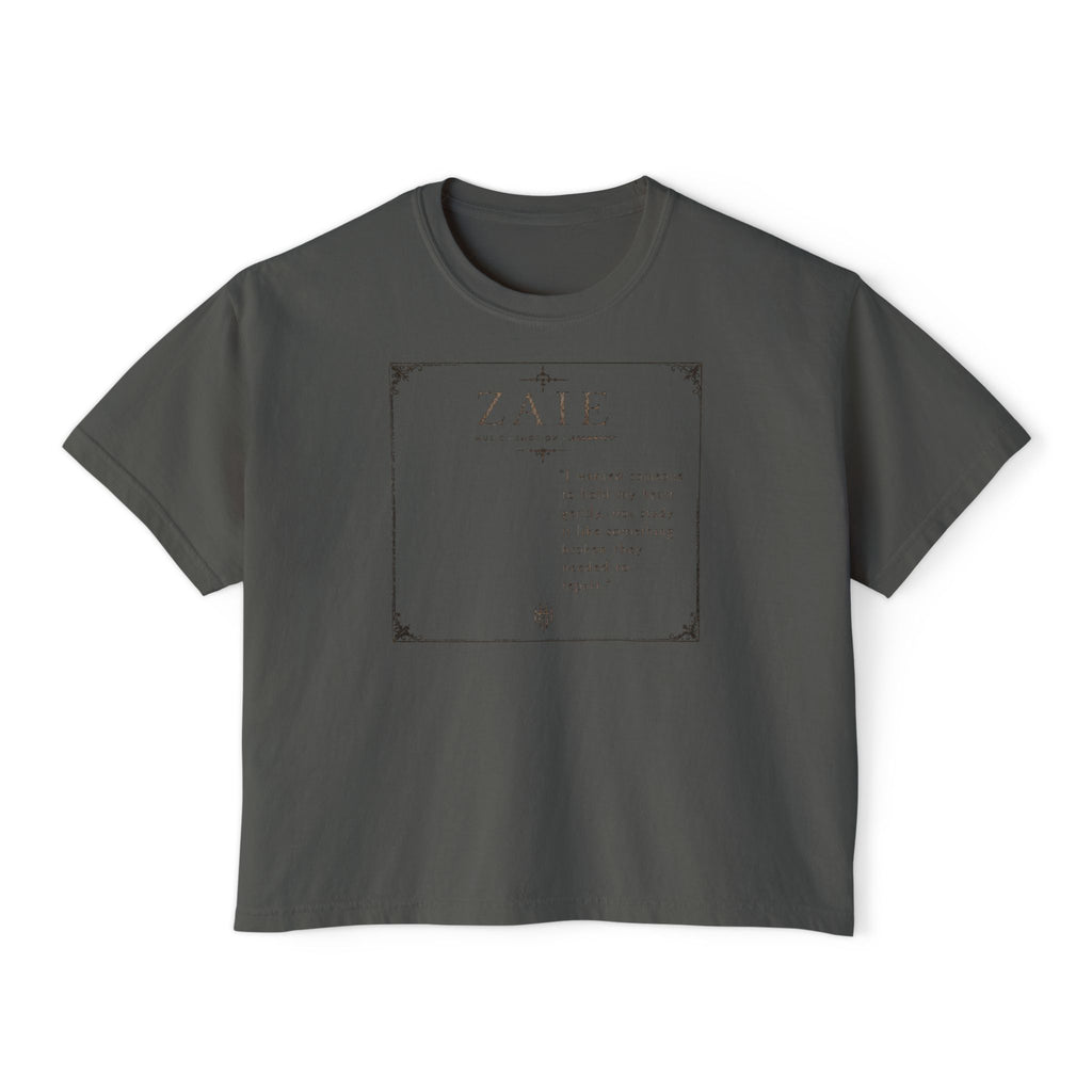 ZAIE Aesthetic Boxy Tee — Minimal Poem Graphic Cropped T‑Shirt