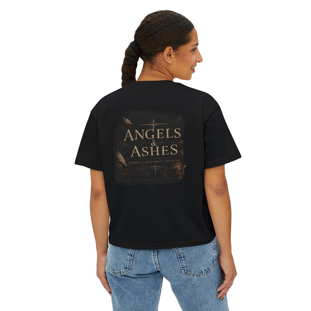 ZAIE Aesthetic Boxy Tee — Minimal Poem Graphic Cropped T‑Shirt