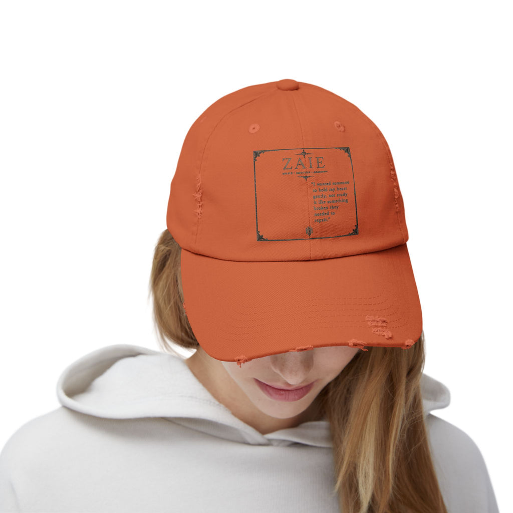 Distressed Black Patch Cap — Vintage ZATE Label Baseball Hat