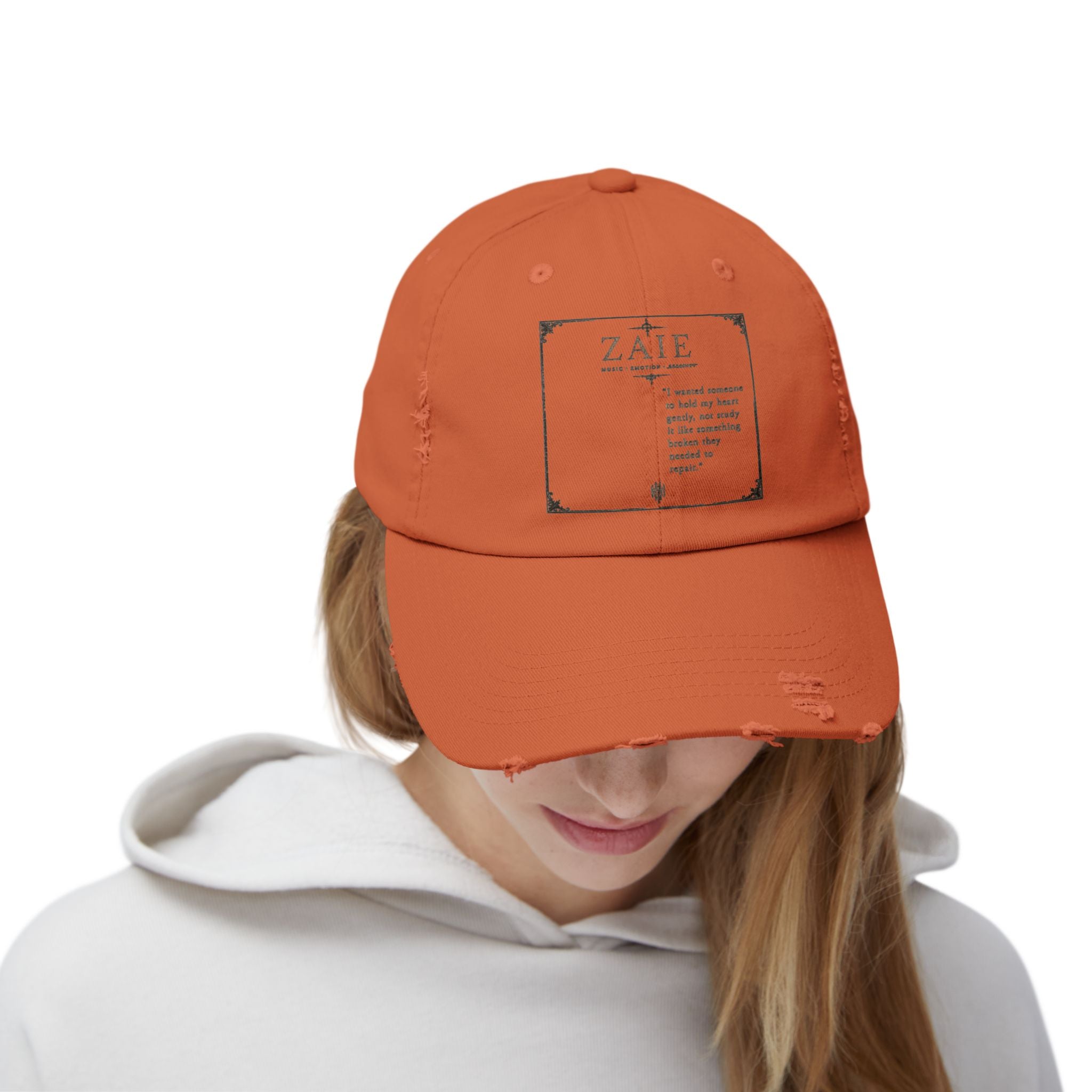 Distressed Black Patch Cap — Vintage ZATE Label Baseball Hat