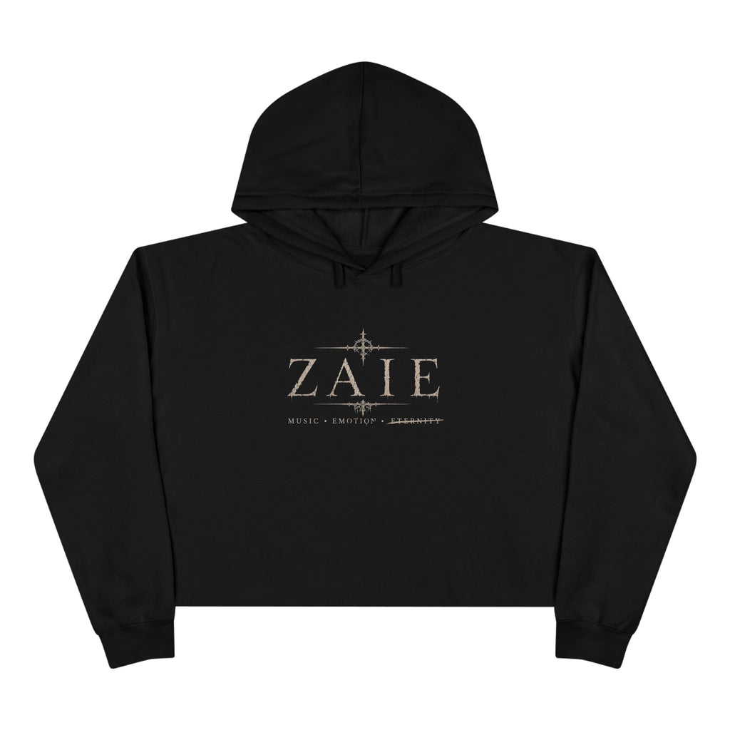 Crop Hoodie — ZAIÉ Minimal Logo Cropped Hoodie (Front Logo, Back Artwork)
