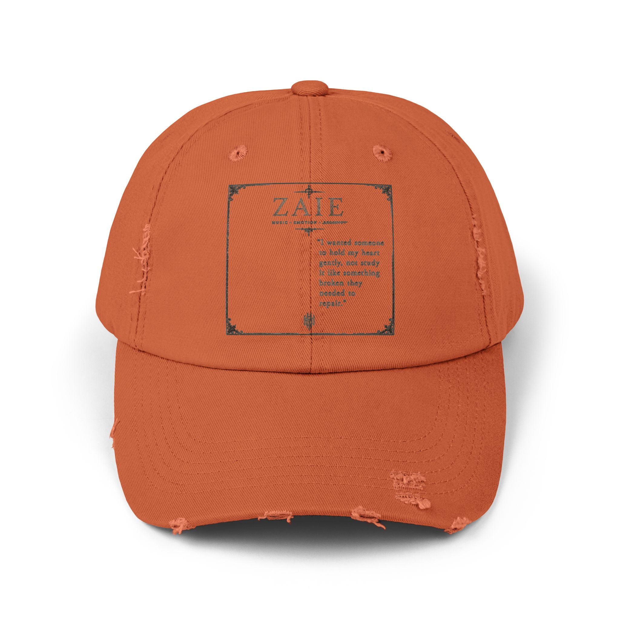 Distressed Black Patch Cap — Vintage ZATE Label Baseball Hat