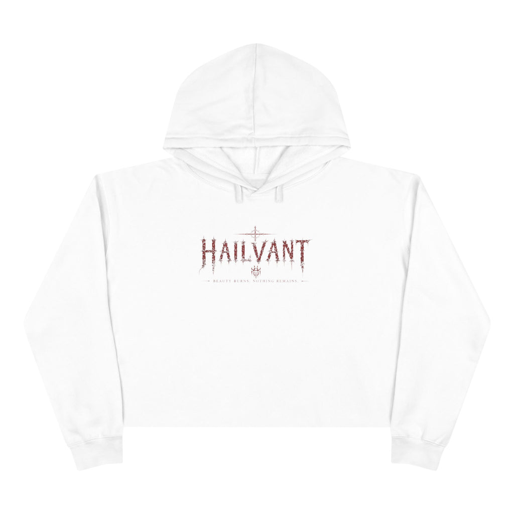 Hailvant Cropped Hoodie – Gothic Logo & Dark Art Back Print