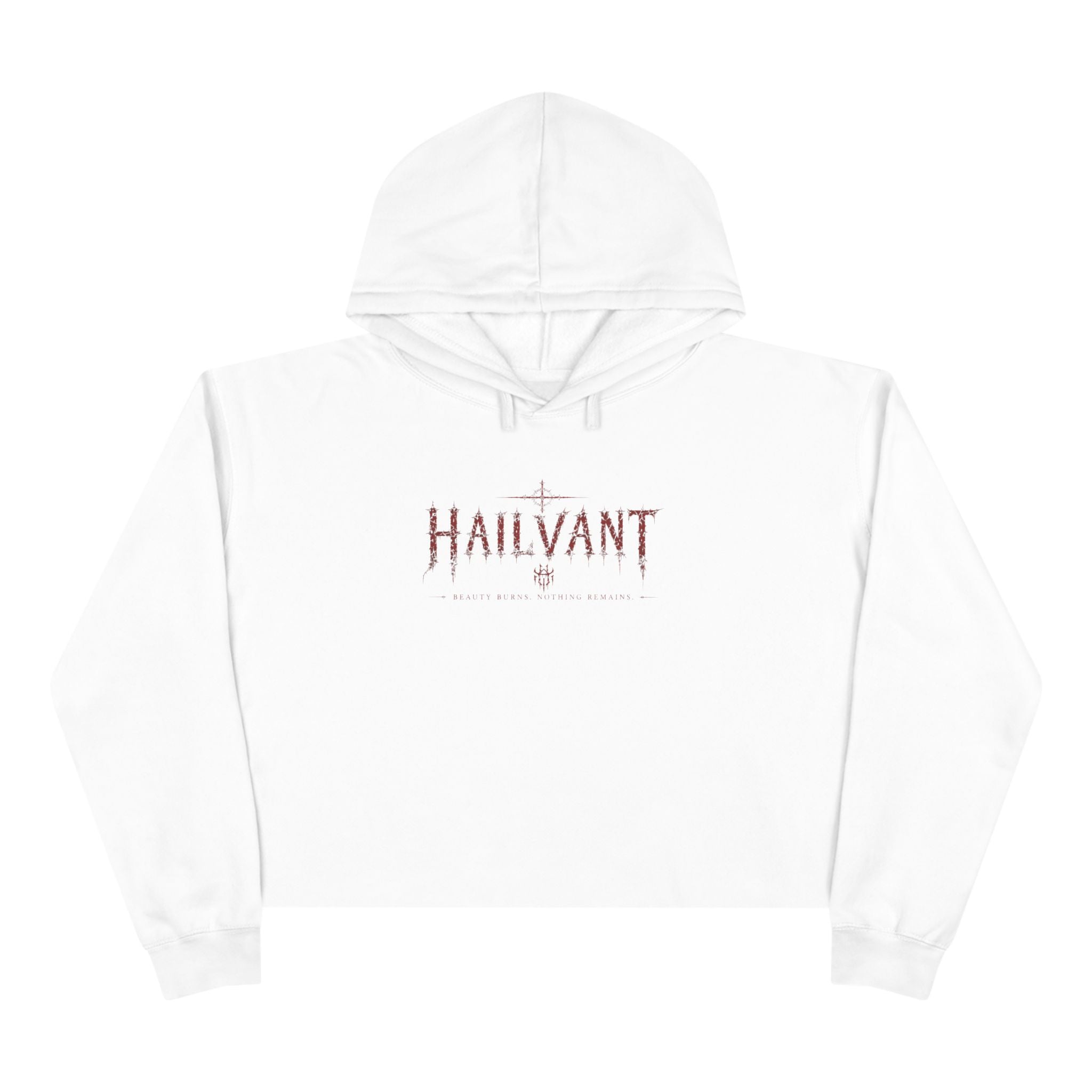 Hailvant Cropped Hoodie – Gothic Logo & Dark Art Back Print