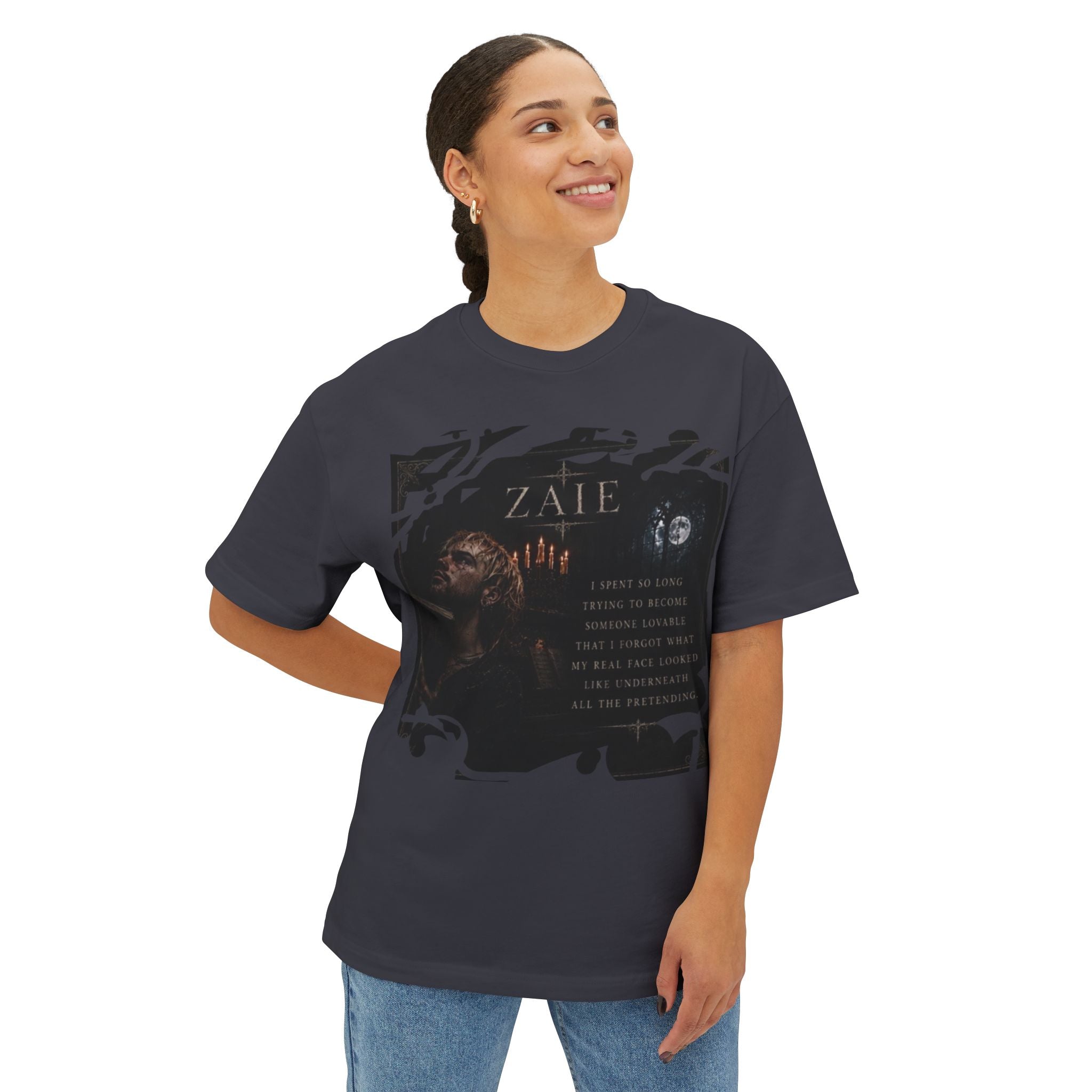 ZAIE Artistic Photo Graphic Tee — Vintage Poem Design