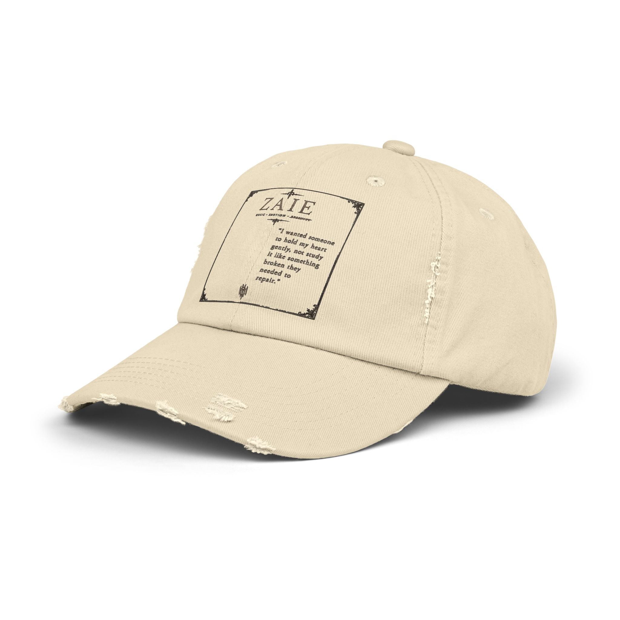Distressed Black Patch Cap — Vintage ZATE Label Baseball Hat