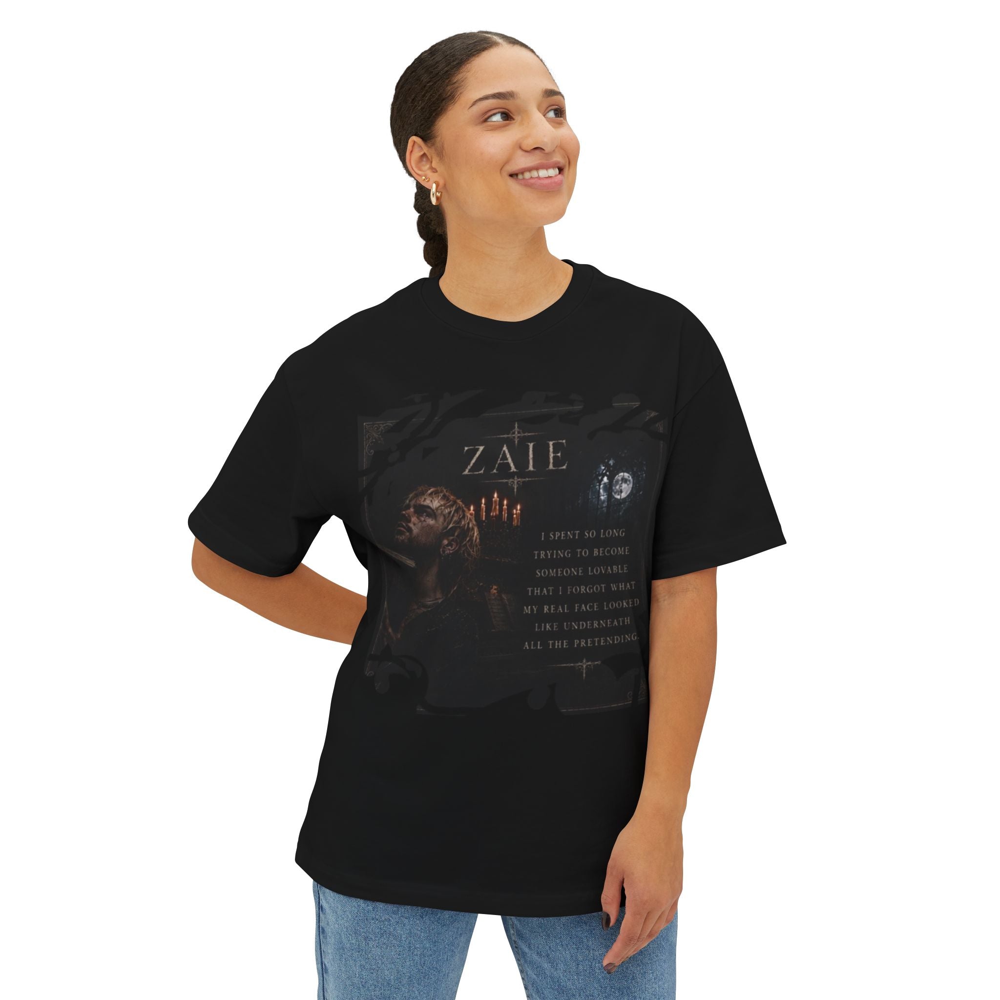 ZAIE Artistic Photo Graphic Tee — Vintage Poem Design