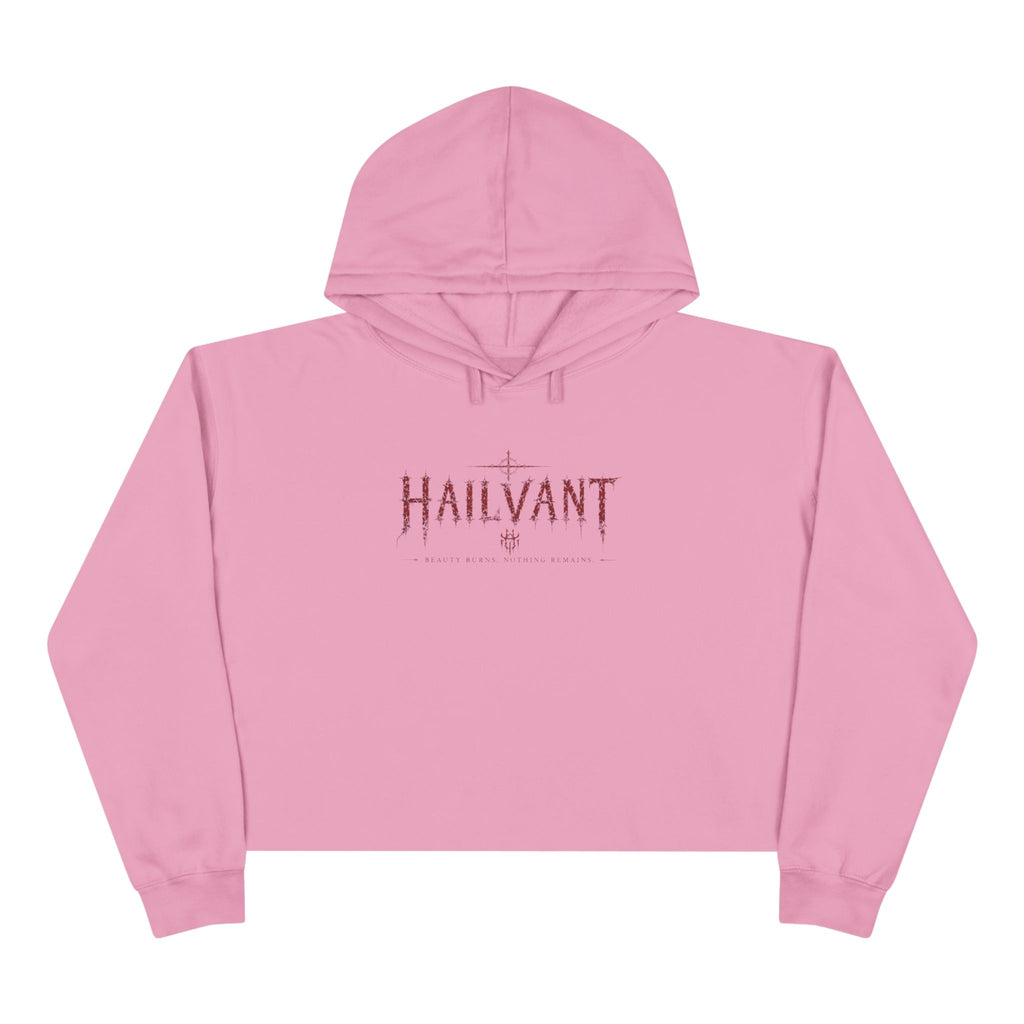 Hailvant Cropped Hoodie – Gothic Logo & Dark Art Back Print