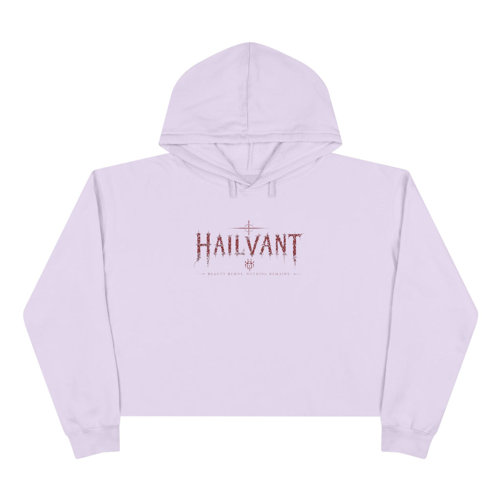 Hailvant Cropped Hoodie – Gothic Logo & Dark Art Back Print