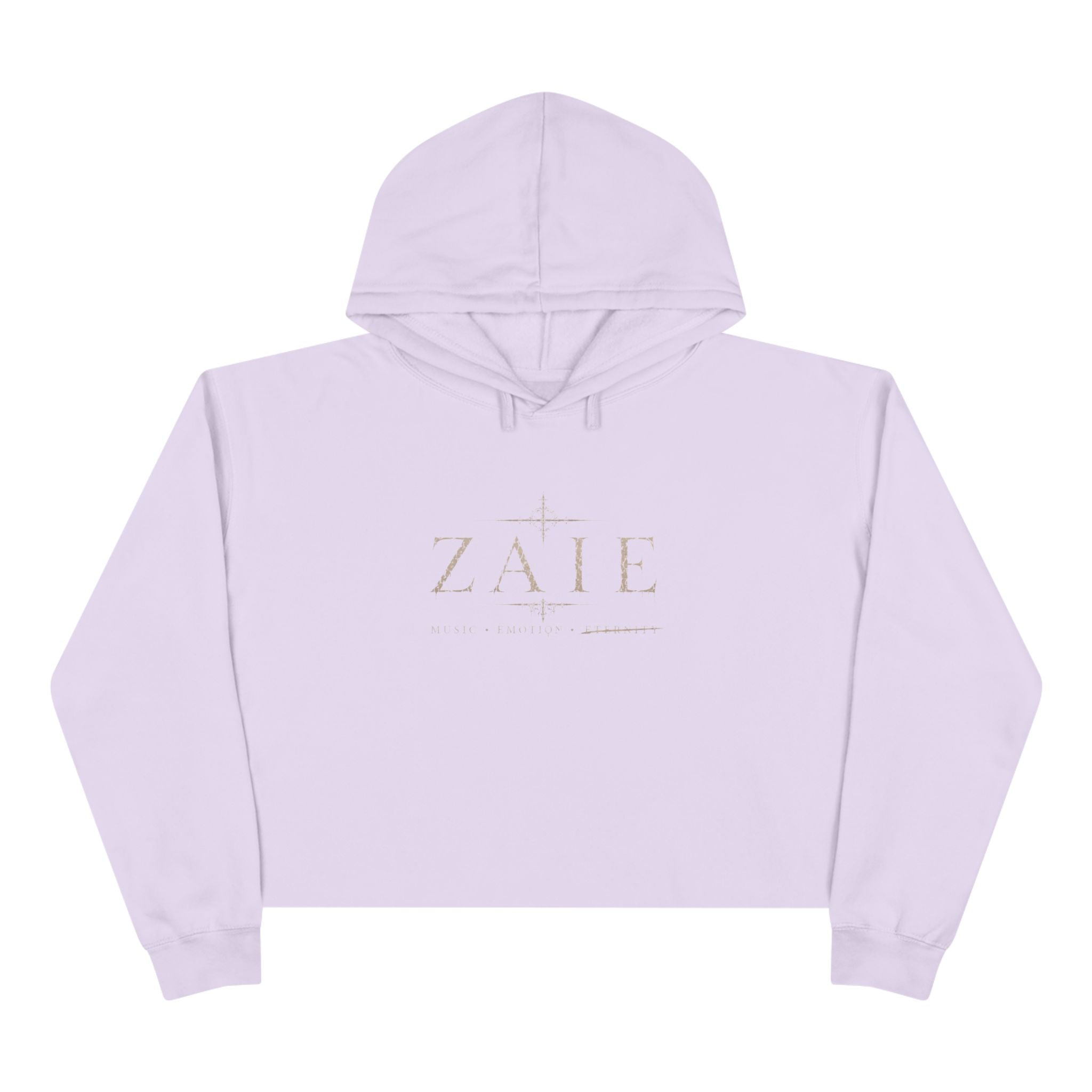 Crop Hoodie — ZAIÉ Minimal Logo Cropped Hoodie (Front Logo, Back Artwork)