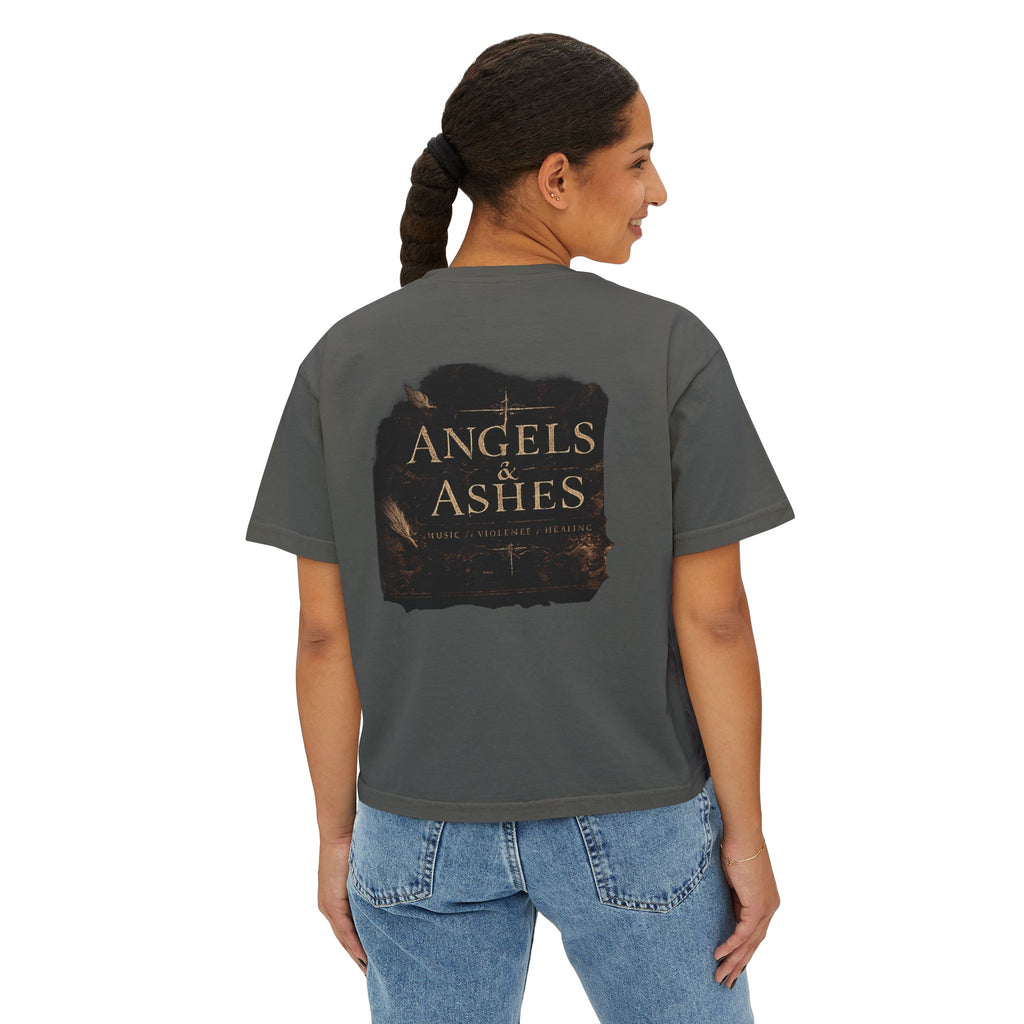 ZAIE Aesthetic Boxy Tee — Minimal Poem Graphic Cropped T‑Shirt